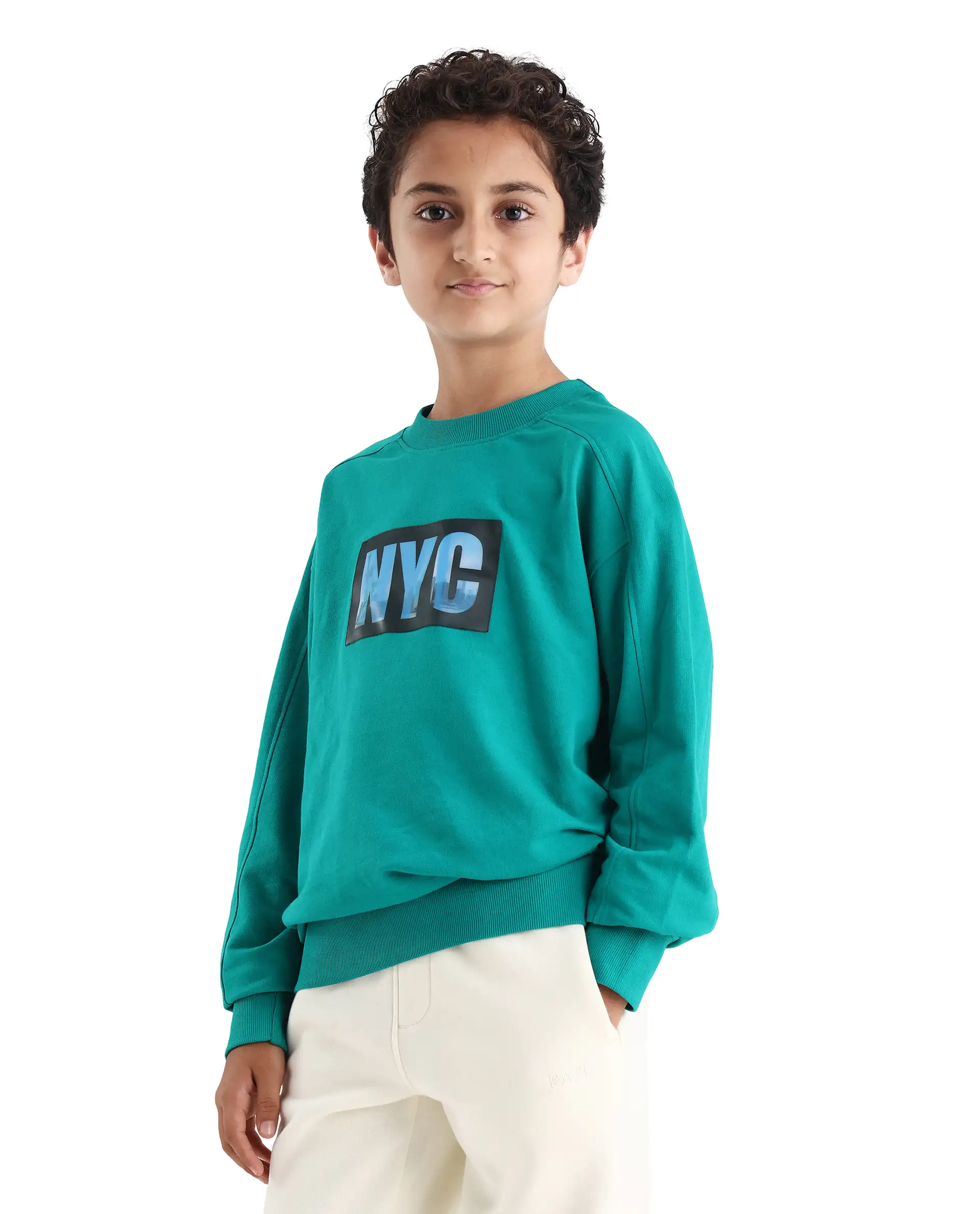 Rare Ones Kids Zayn Green Cotton Pull On Crew Neck Full Sleeves Fit Sweatshirt - Image 4