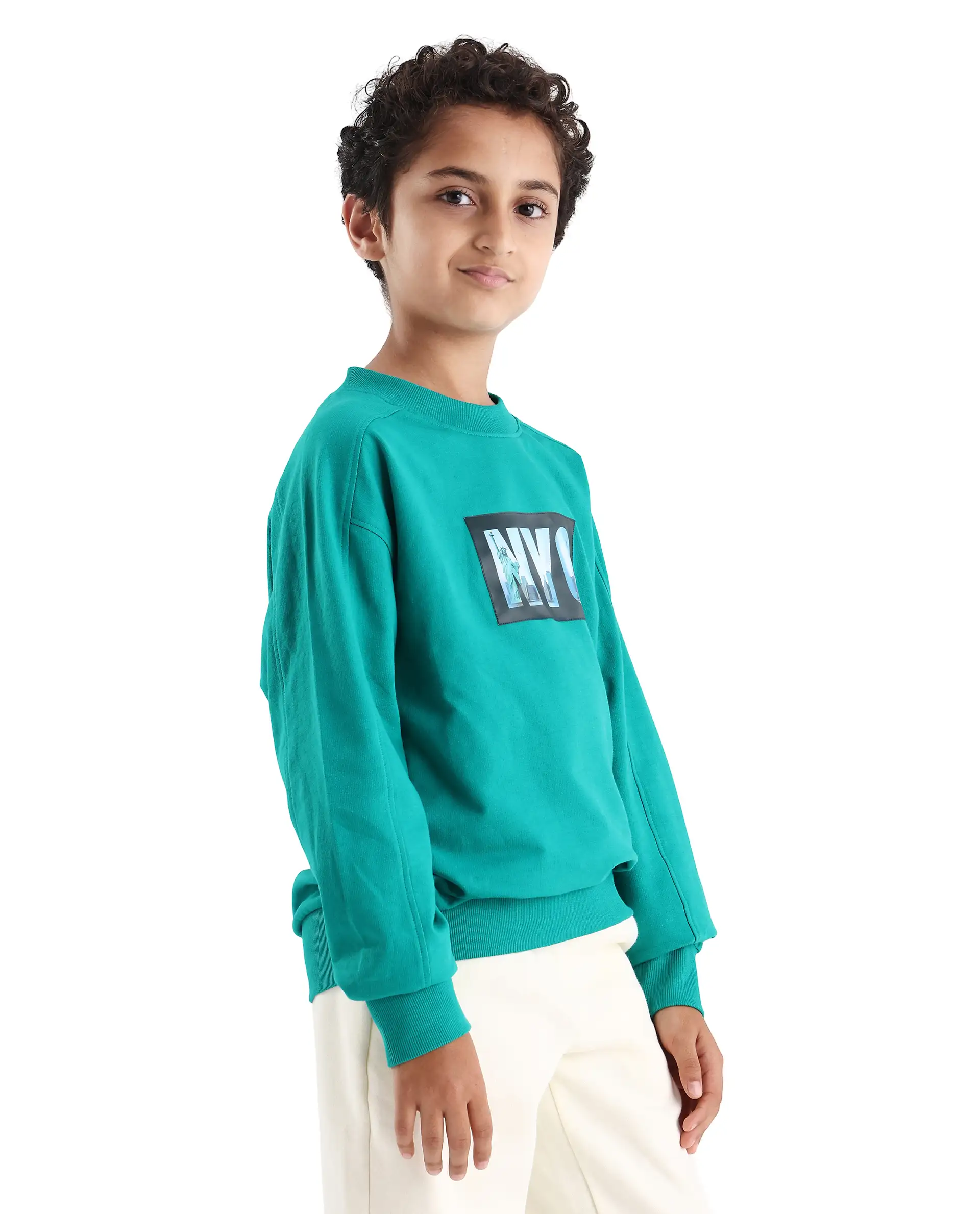 Rare Ones Kids Zayn Green Cotton Pull On Crew Neck Full Sleeves Fit Sweatshirt - Image 5