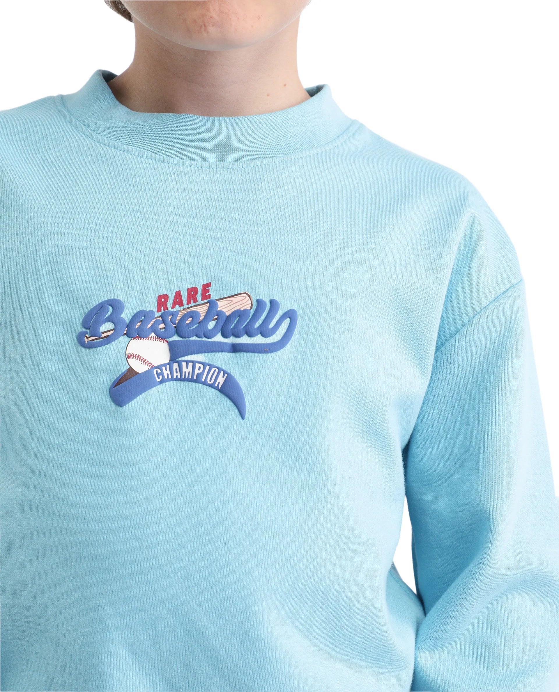 Rare Ones Kids Zeke Light Blue Cotton Blend Pull-On Closure Hd Print Full Sleeves Oversized Sweatshirt - Image 3