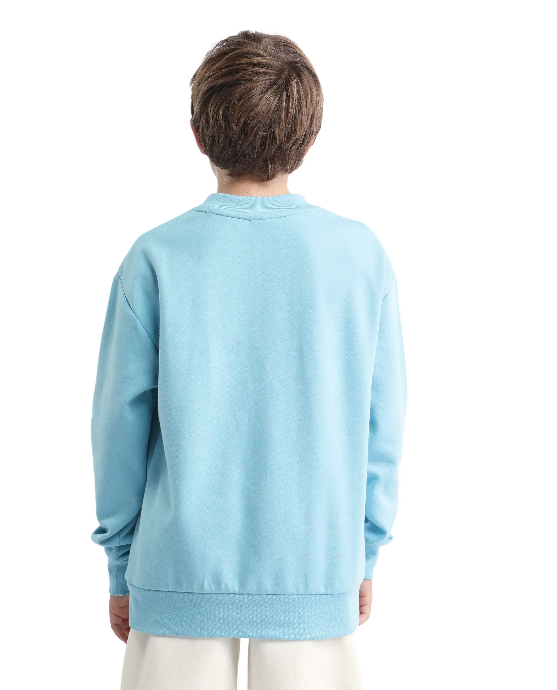 Rare Ones Kids Zeke Light Blue Cotton Blend Pull-On Closure Hd Print Full Sleeves Oversized Sweatshirt - Image 7