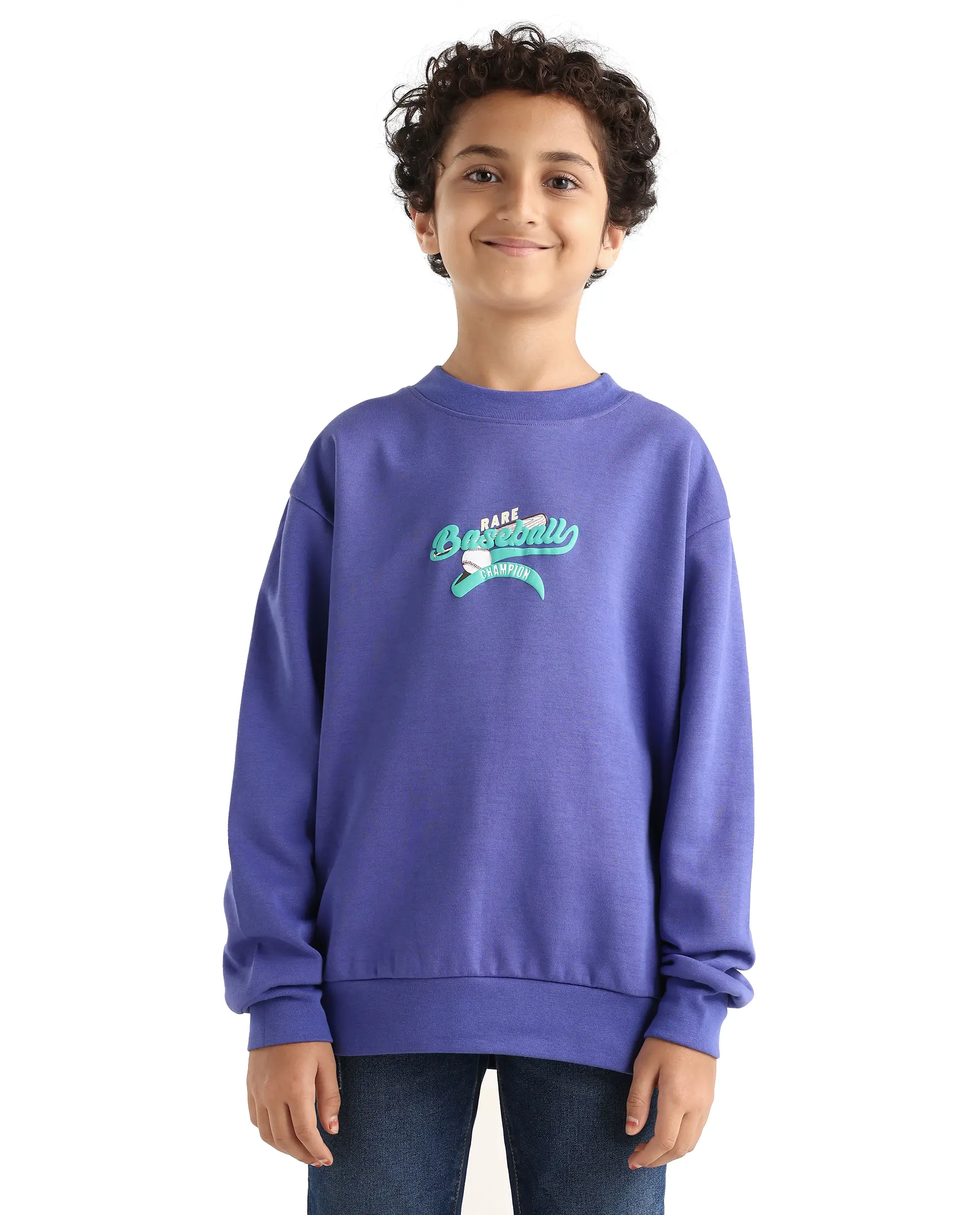 Rare Ones Kids Zeke Purple Cotton Blend Pull-On Closure Solid Full Sleeves Oversized Sweatshirt - Image 3