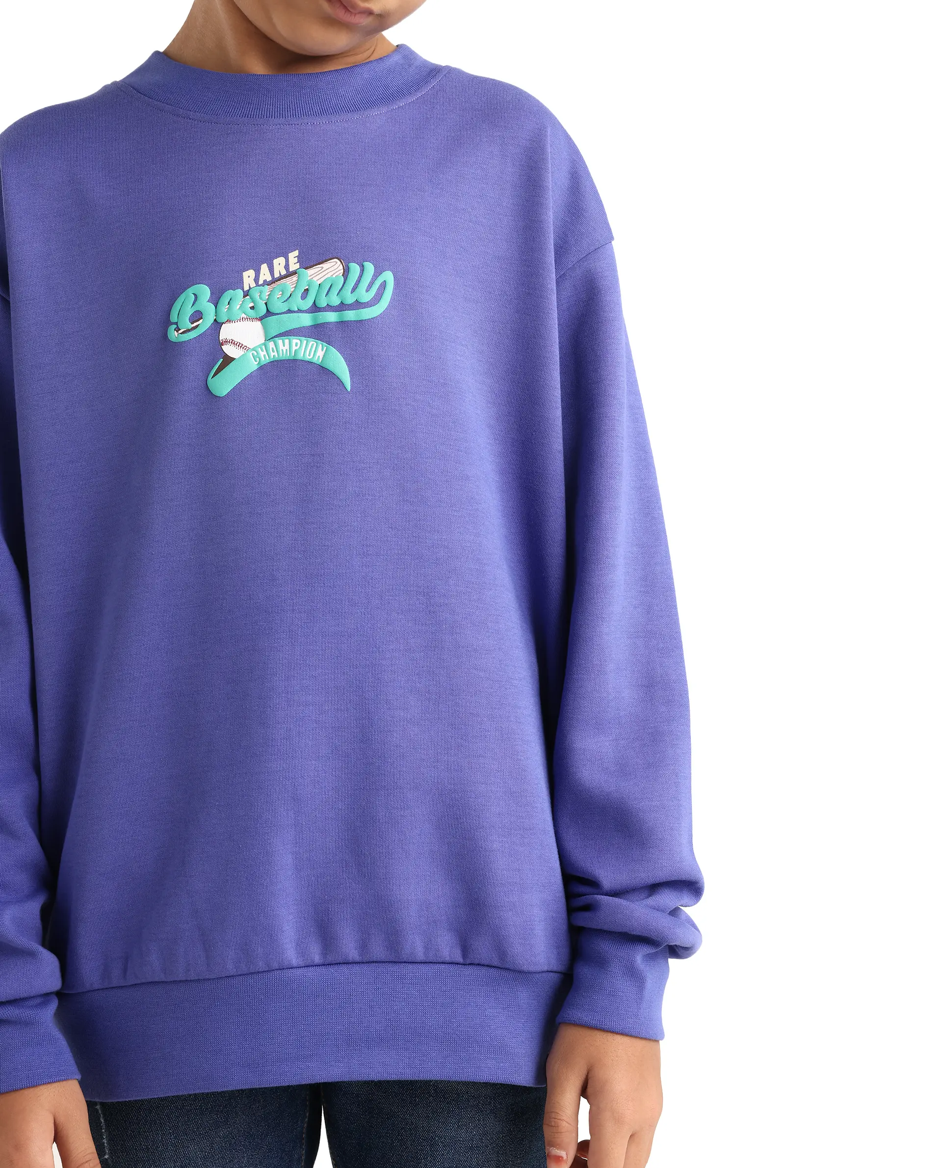 Rare Ones Kids Zeke Purple Cotton Blend Pull-On Closure Solid Full Sleeves Oversized Sweatshirt - Image 4