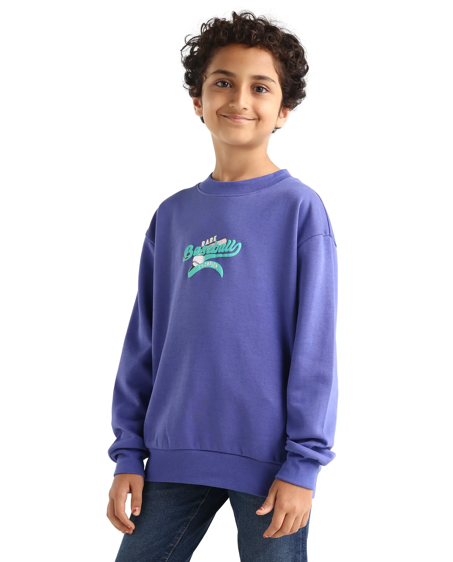 Rare Ones Kids Zeke Purple Cotton Blend Pull-On Closure Solid Full Sleeves Oversized Sweatshirt - Image 5