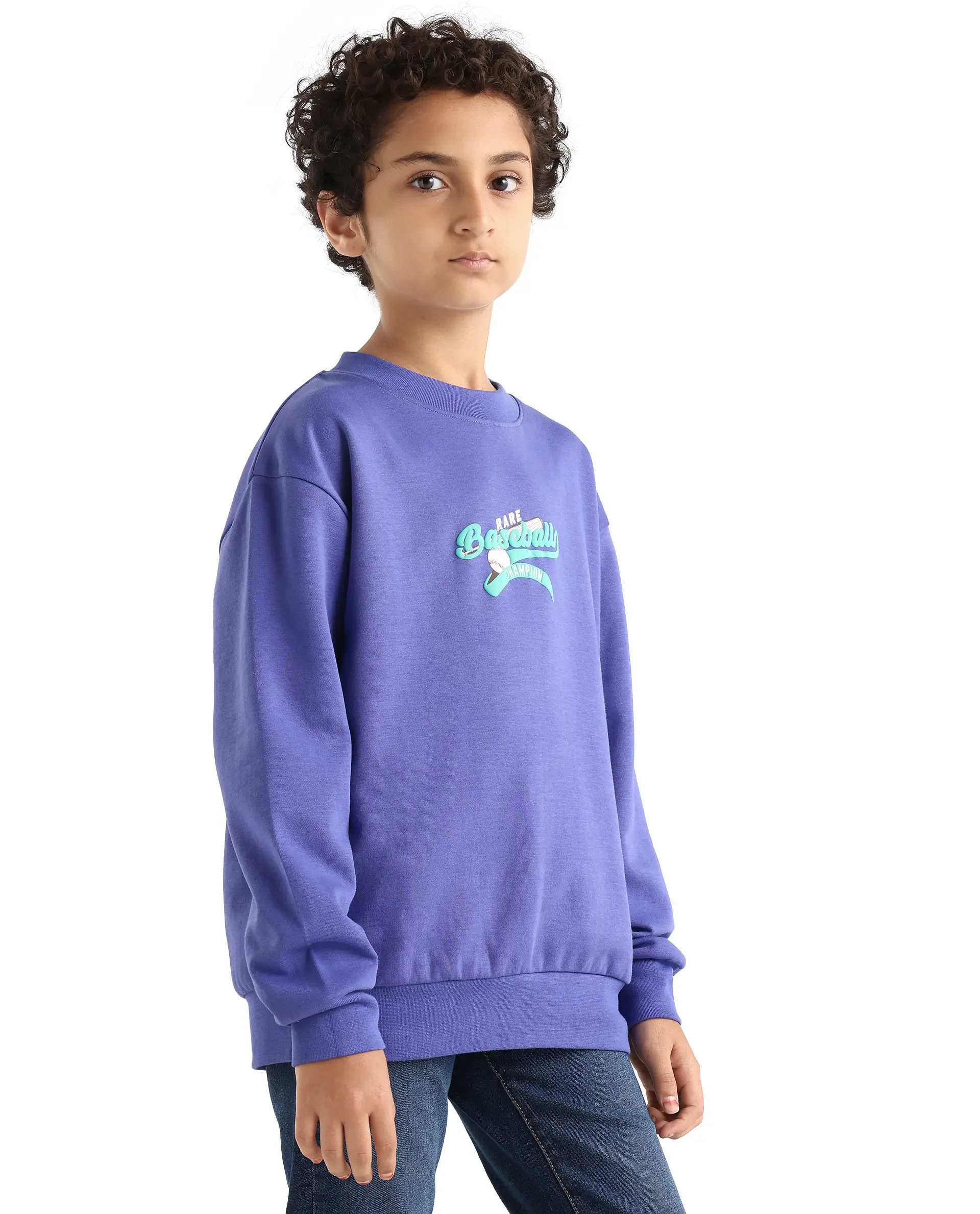 Rare Ones Kids Zeke Purple Cotton Blend Pull-On Closure Solid Full Sleeves Oversized Sweatshirt - Image 6