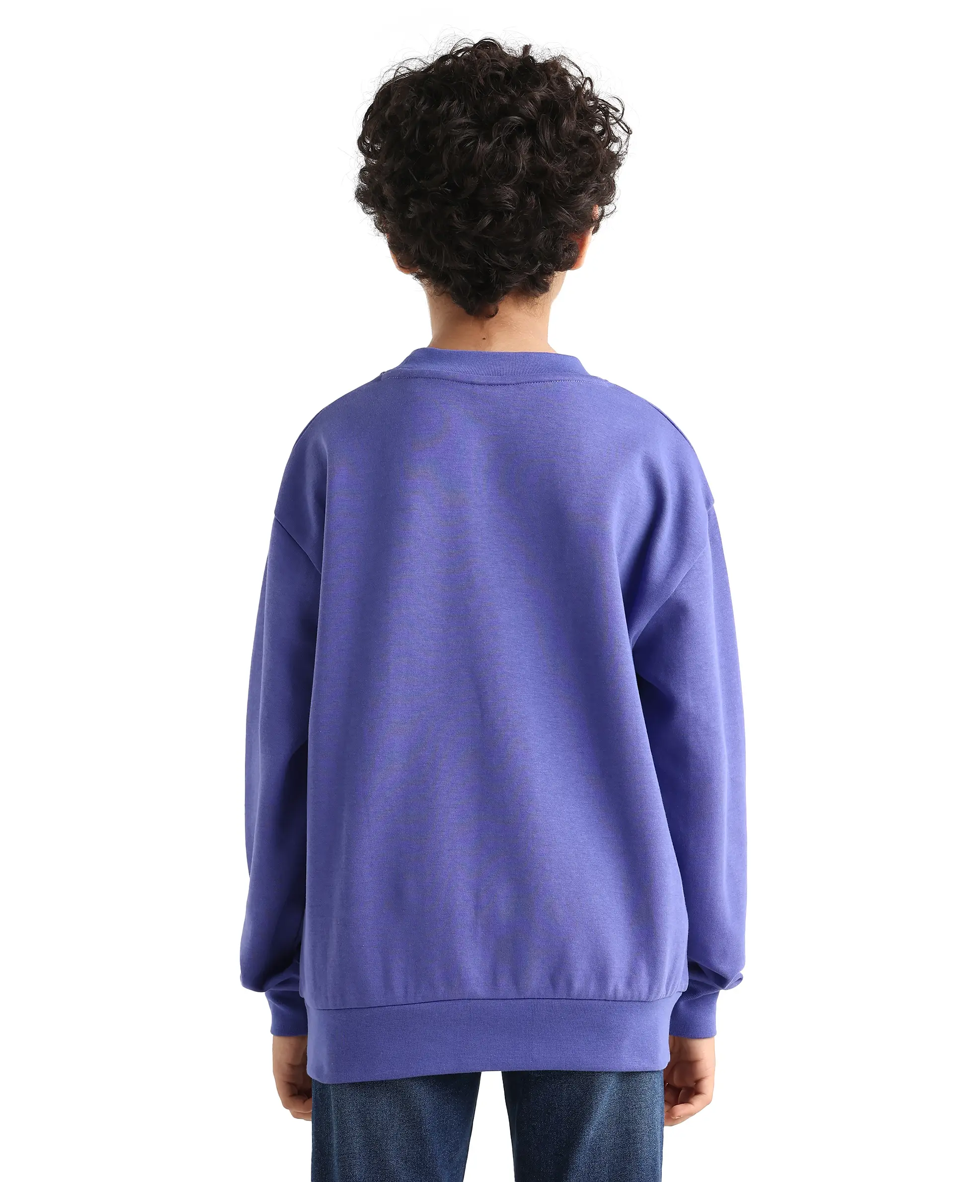 Rare Ones Kids Zeke Purple Cotton Blend Pull-On Closure Solid Full Sleeves Oversized Sweatshirt - Image 7