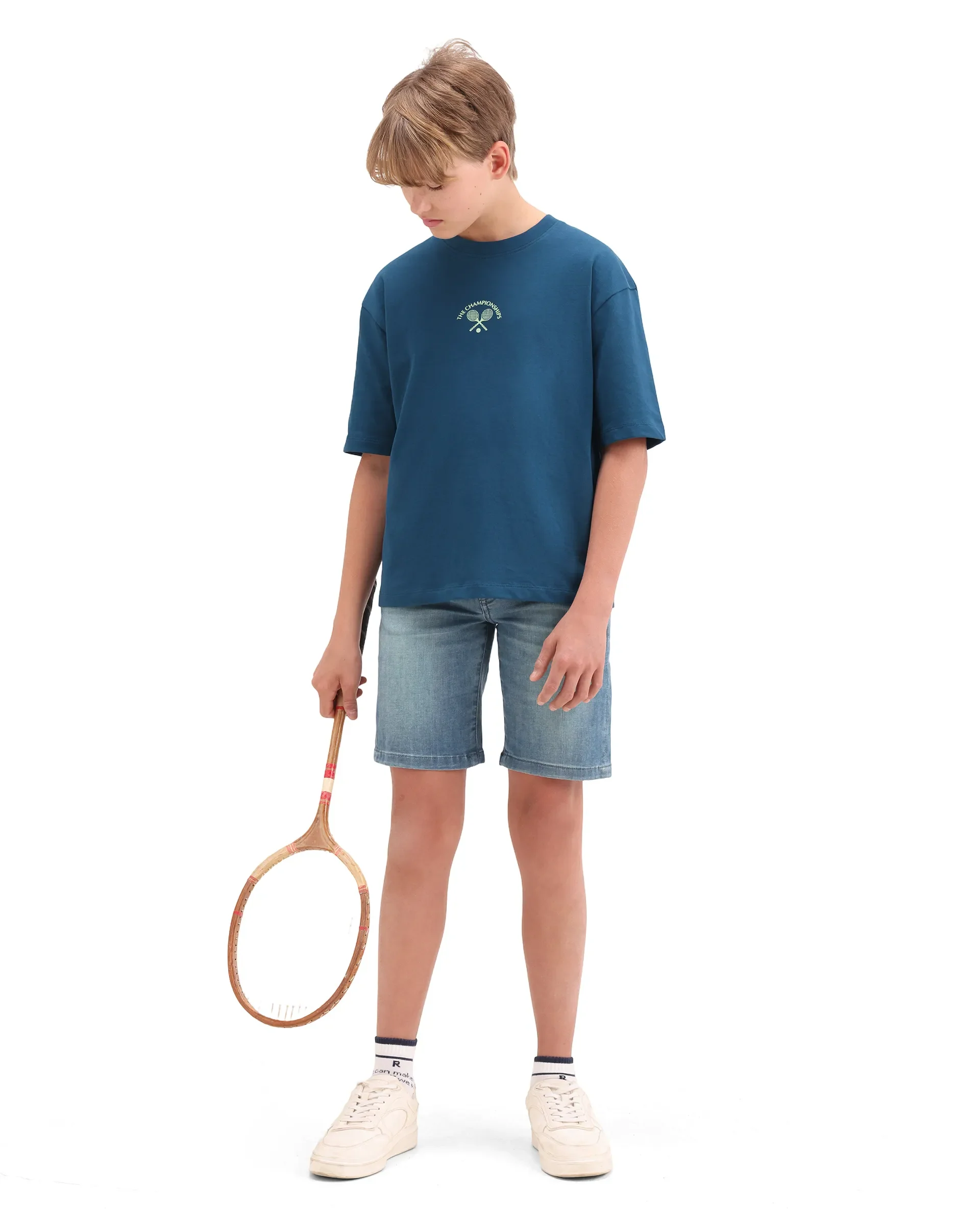 Rare Ones Kids Alca Dark Teal Cotton Pull-On Closure Hd Print Oversized Fit T-Shirt - Image 2