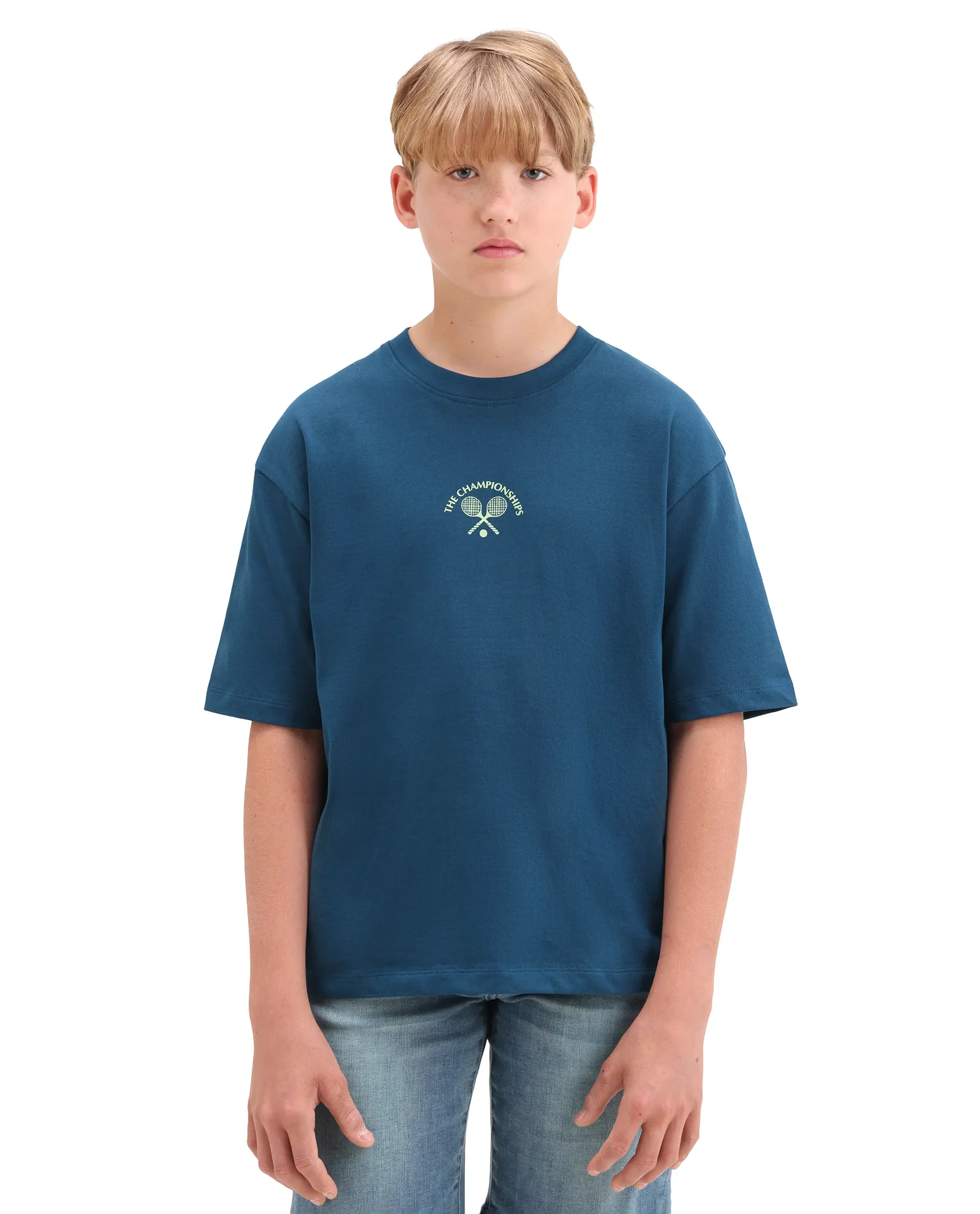 Rare Ones Kids Alca Dark Teal Cotton Pull-On Closure Hd Print Oversized Fit T-Shirt - Image 3