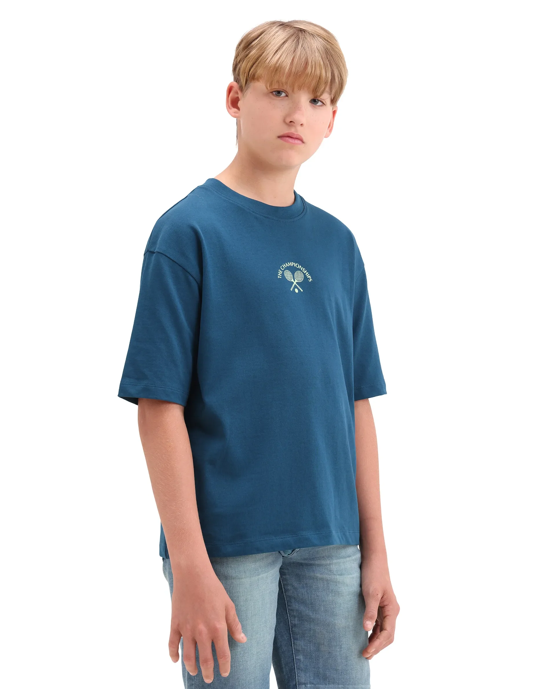 Rare Ones Kids Alca Dark Teal Cotton Pull-On Closure Hd Print Oversized Fit T-Shirt - Image 7
