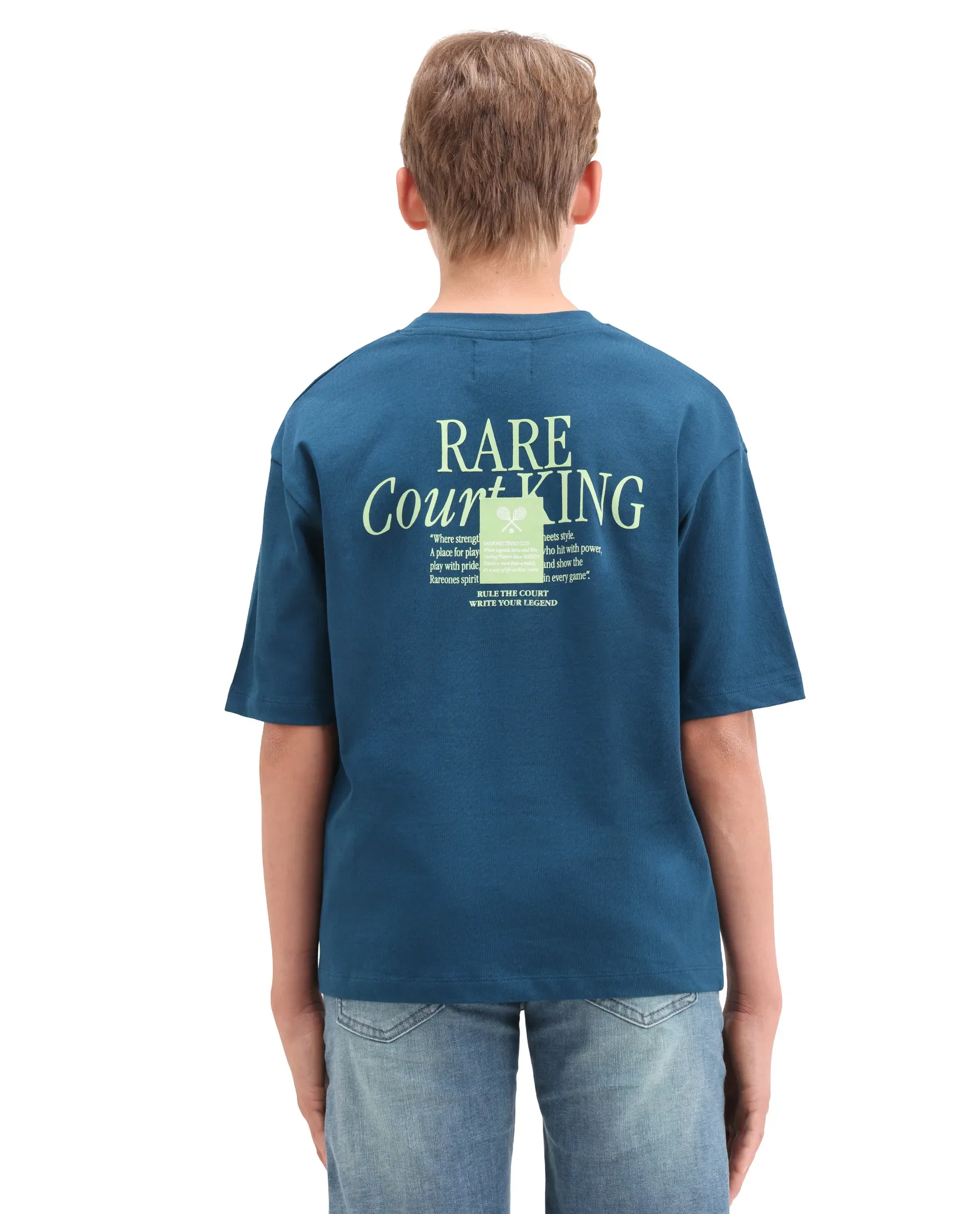 Rare Ones Kids Alca Dark Teal Cotton Pull-On Closure Hd Print Oversized Fit T-Shirt - Image 8