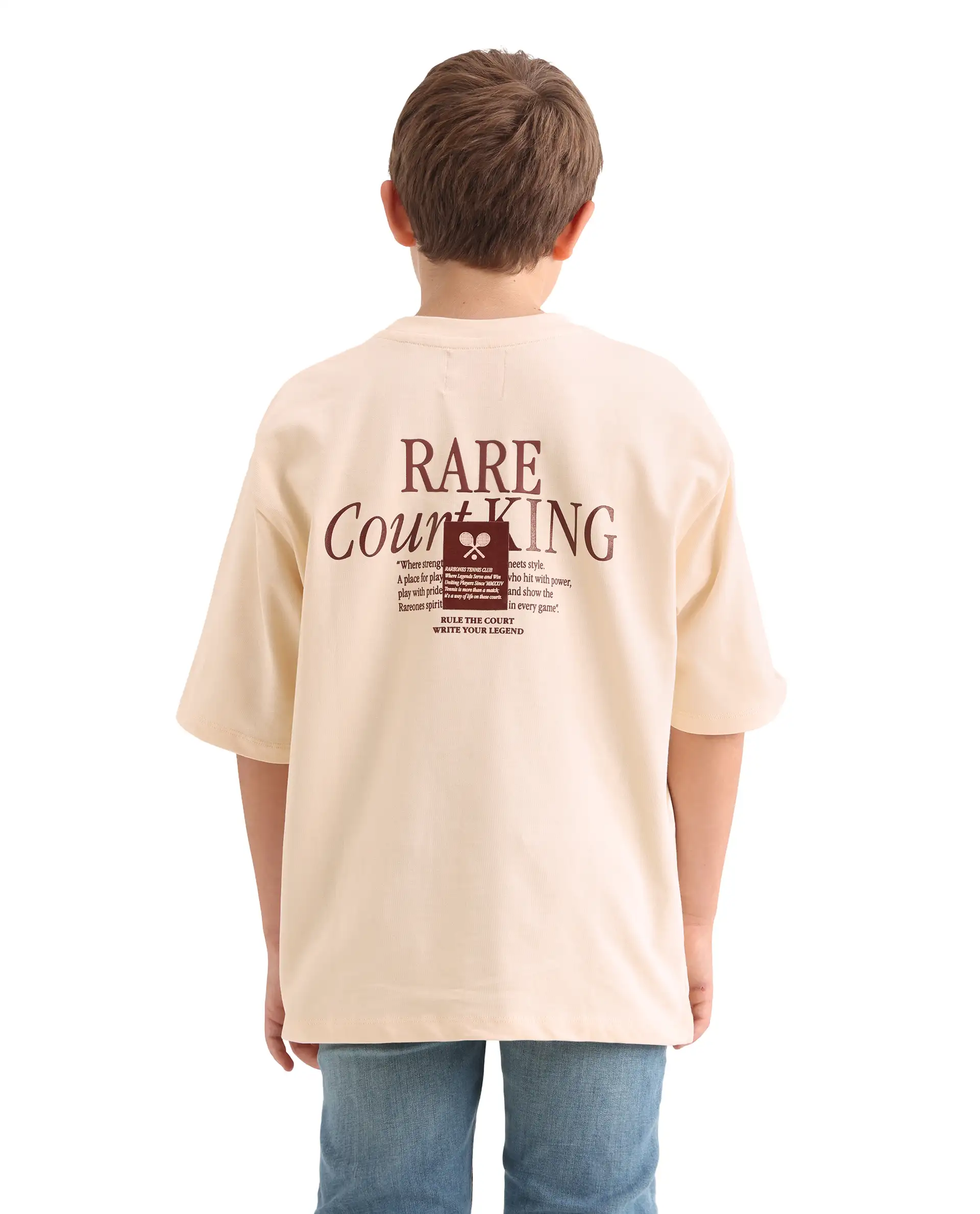 Rare Ones Kids Alca Light Beige Cotton Pull-On Closure Hd Print Oversized Fit T-Shirt - Image 7
