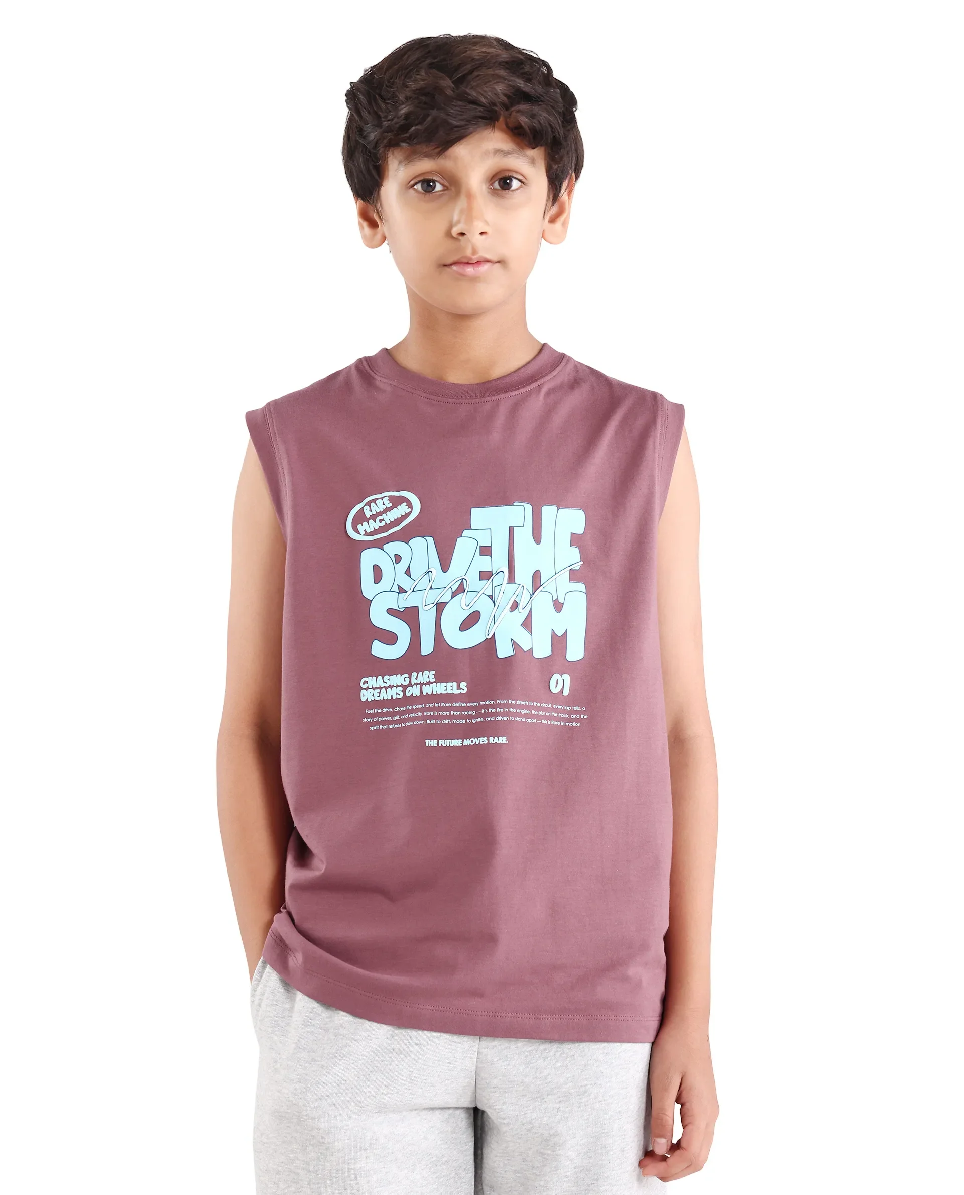 Rare Ones Kids Aloha Dusky Pink Cotton Blend Fabric Pull-On Closure Regular Fit T-Shirt - Image 3