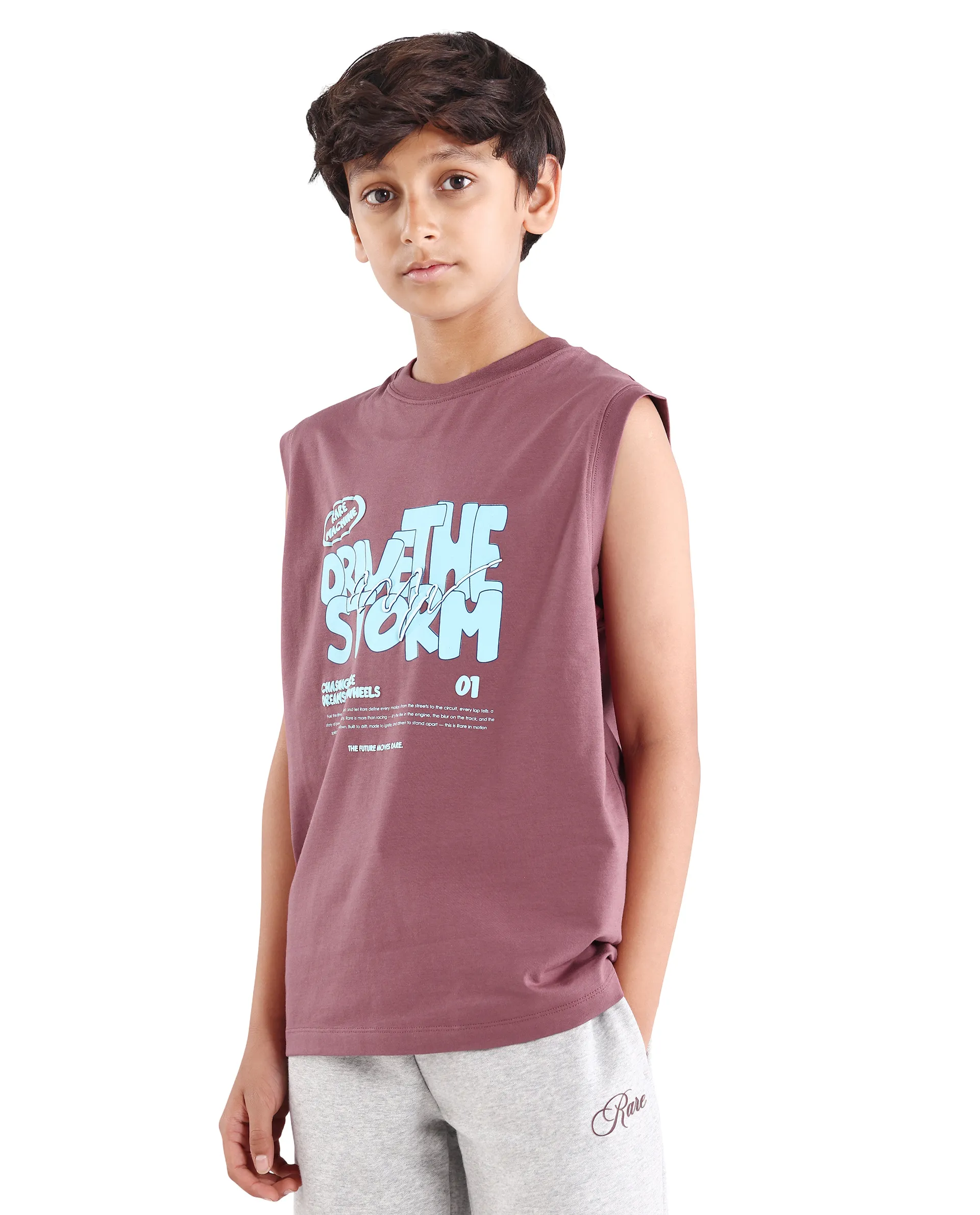 Rare Ones Kids Aloha Dusky Pink Cotton Blend Fabric Pull-On Closure Regular Fit T-Shirt - Image 5