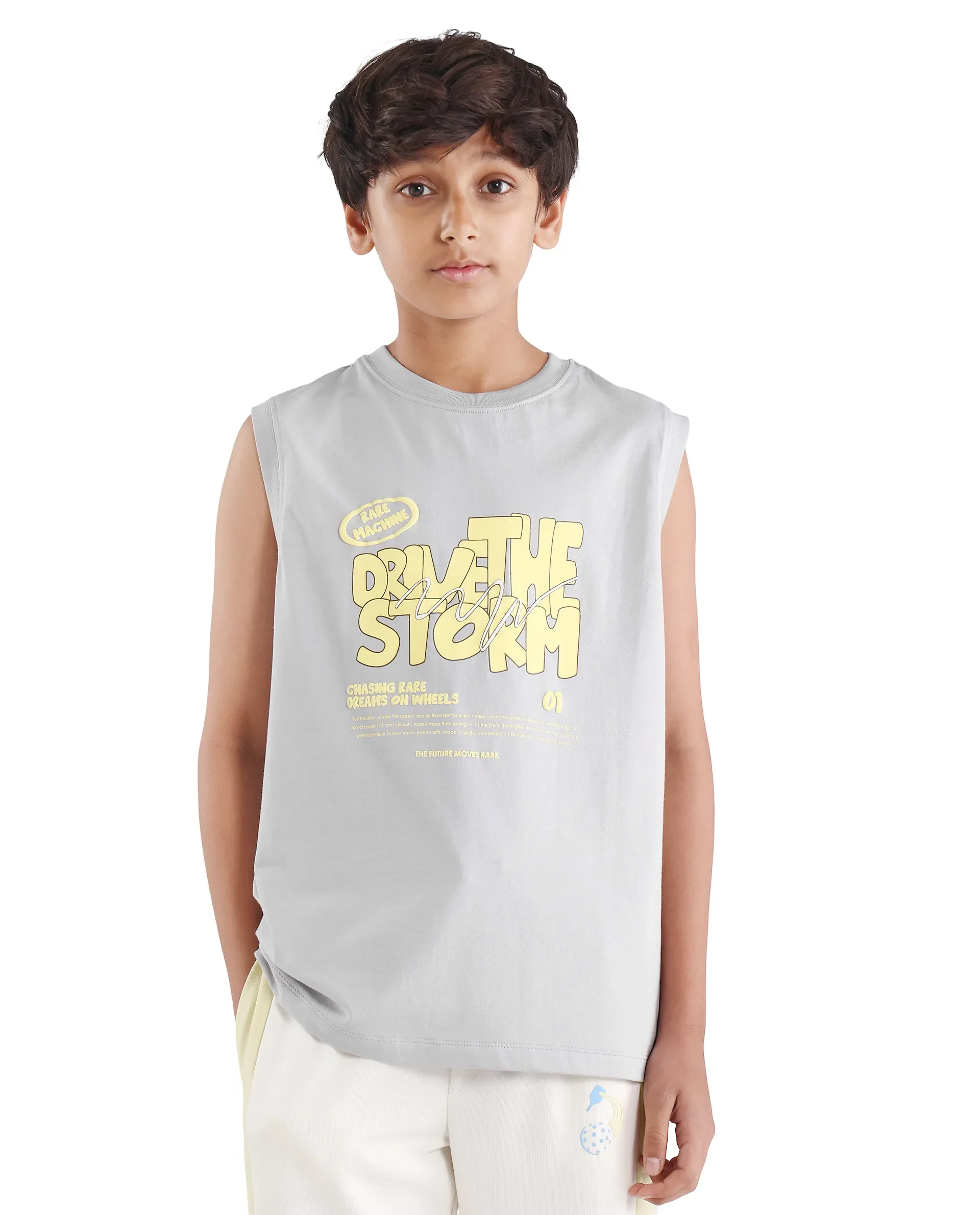 Rare Ones Kids Aloha Grey Cotton Blend Fabric Pull-On Closure Regular Fit T-Shirt - Image 3