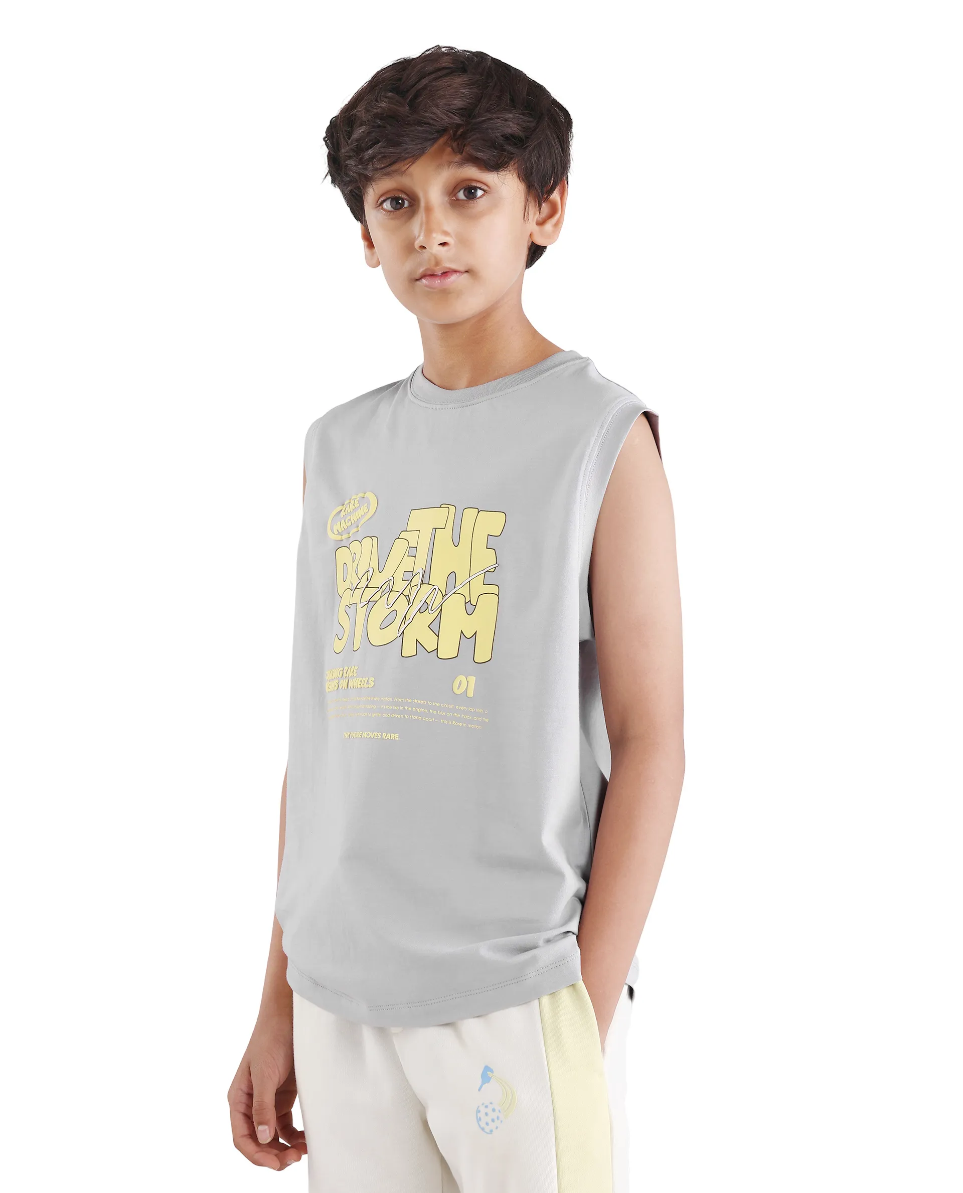 Rare Ones Kids Aloha Grey Cotton Blend Fabric Pull-On Closure Regular Fit T-Shirt - Image 5