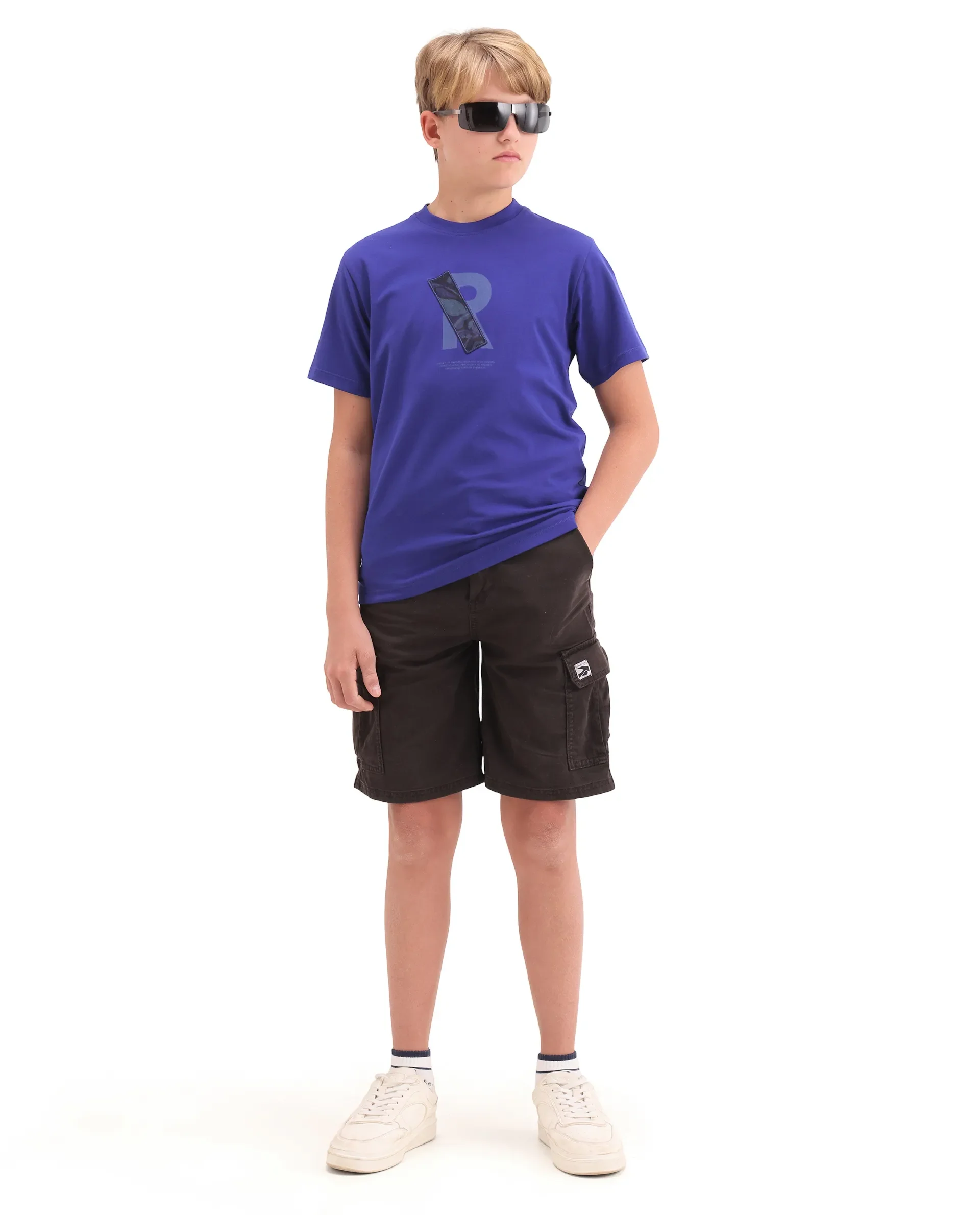 Rare Ones Kids Apla-K Dark Blue Cotton Blend Pull-On Closure Badge Applique Regular Fit T-Shirt - Image 3