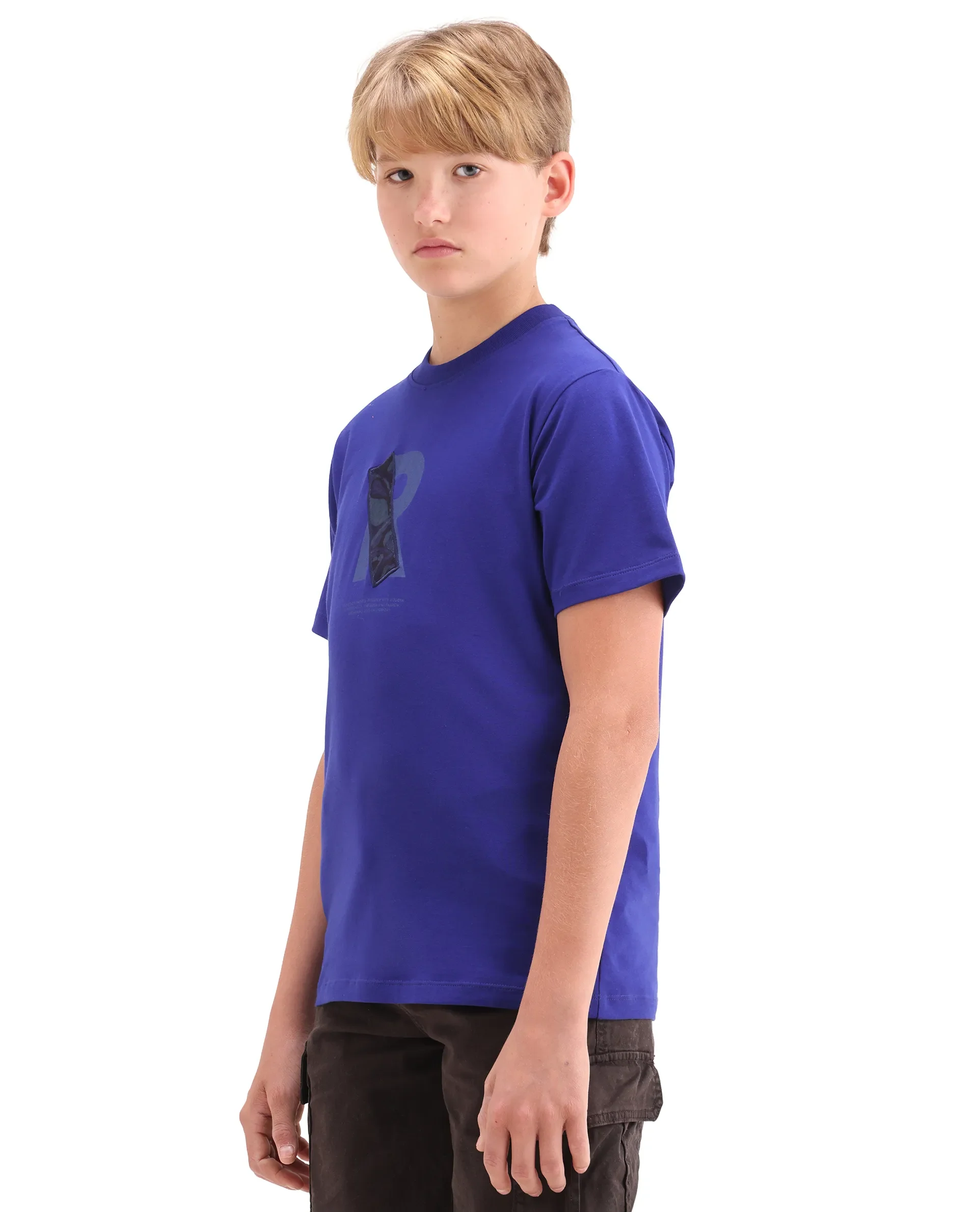 Rare Ones Kids Apla-K Dark Blue Cotton Blend Pull-On Closure Badge Applique Regular Fit T-Shirt - Image 6