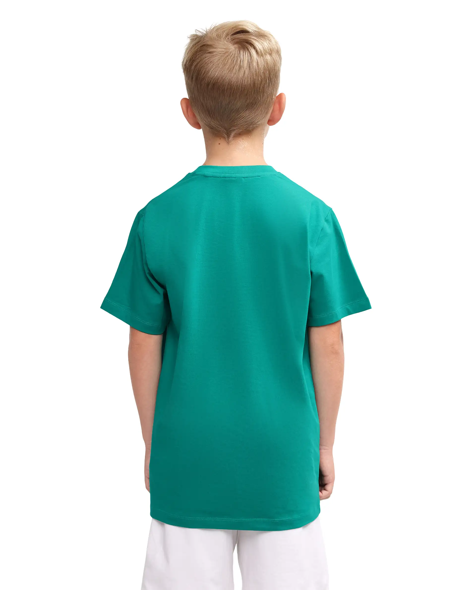 Rare Ones Kids Azur Green Cotton Blend Pull-On Closure Badge Applique Regular Fit T-Shirt - Image 7