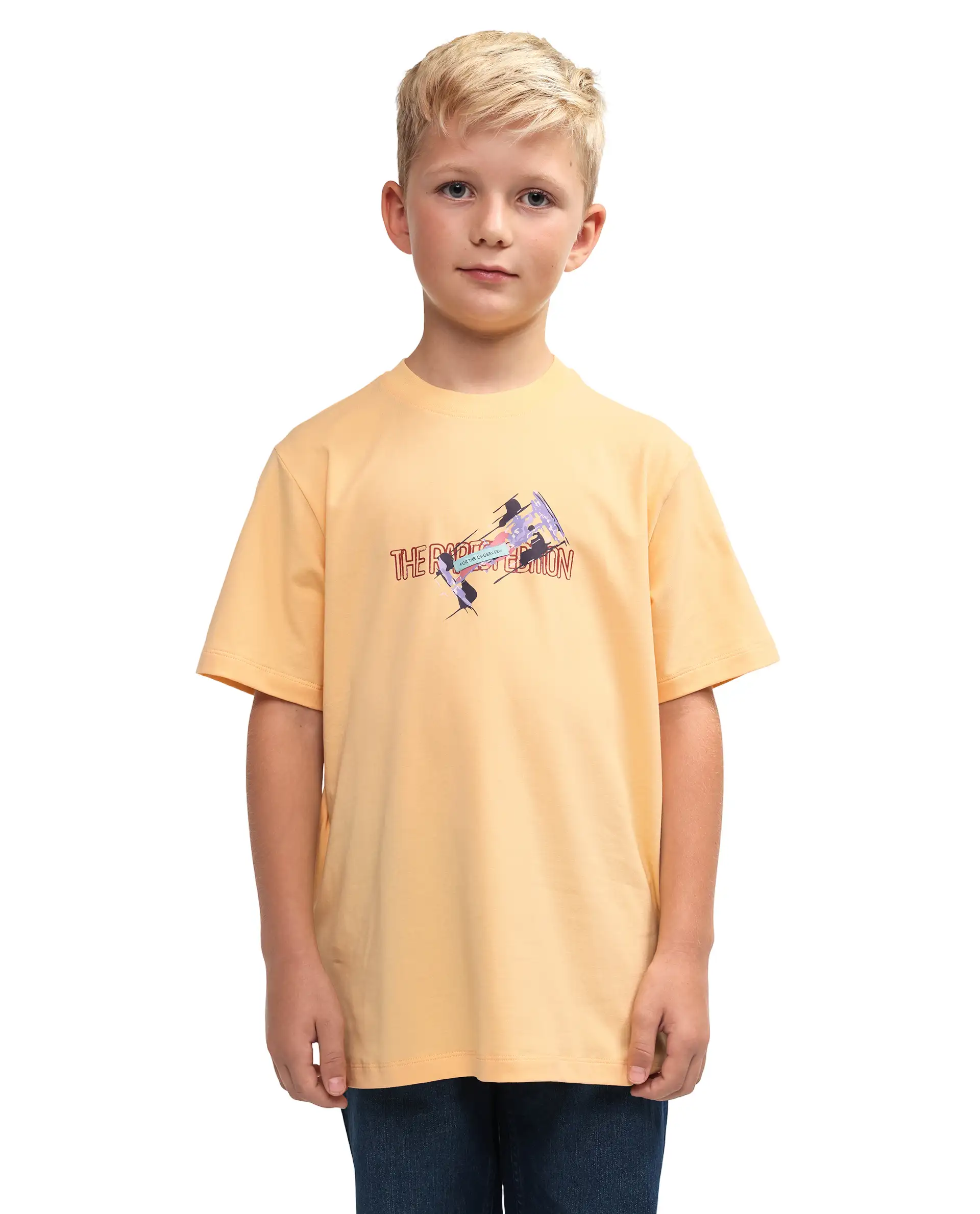 Rare Ones Kids Azur Yellow Cotton Blend Pull-On Closure Badge Applique Regular Fit T-Shirt - Image 3