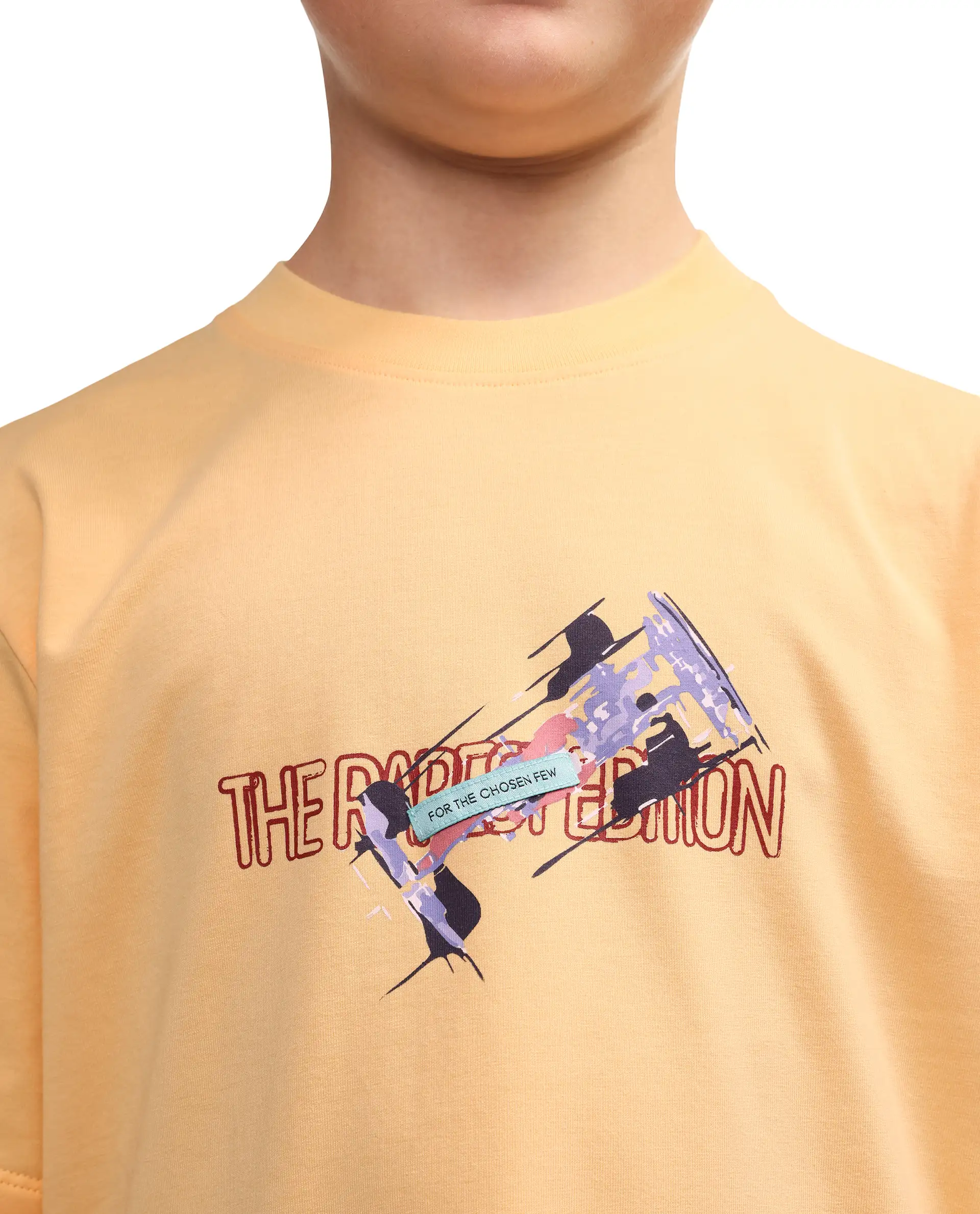 Rare Ones Kids Azur Yellow Cotton Blend Pull-On Closure Badge Applique Regular Fit T-Shirt - Image 4