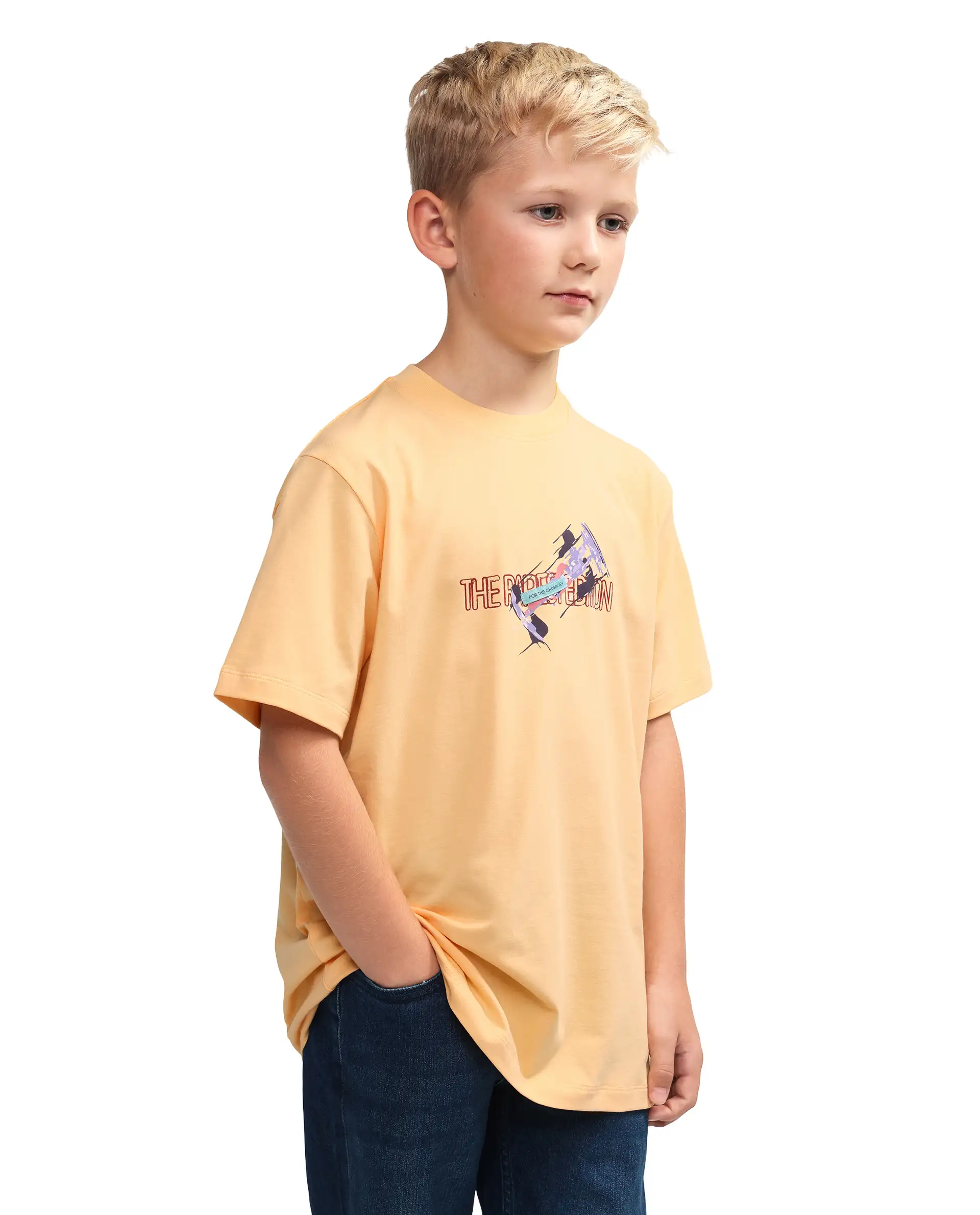 Rare Ones Kids Azur Yellow Cotton Blend Pull-On Closure Badge Applique Regular Fit T-Shirt - Image 5