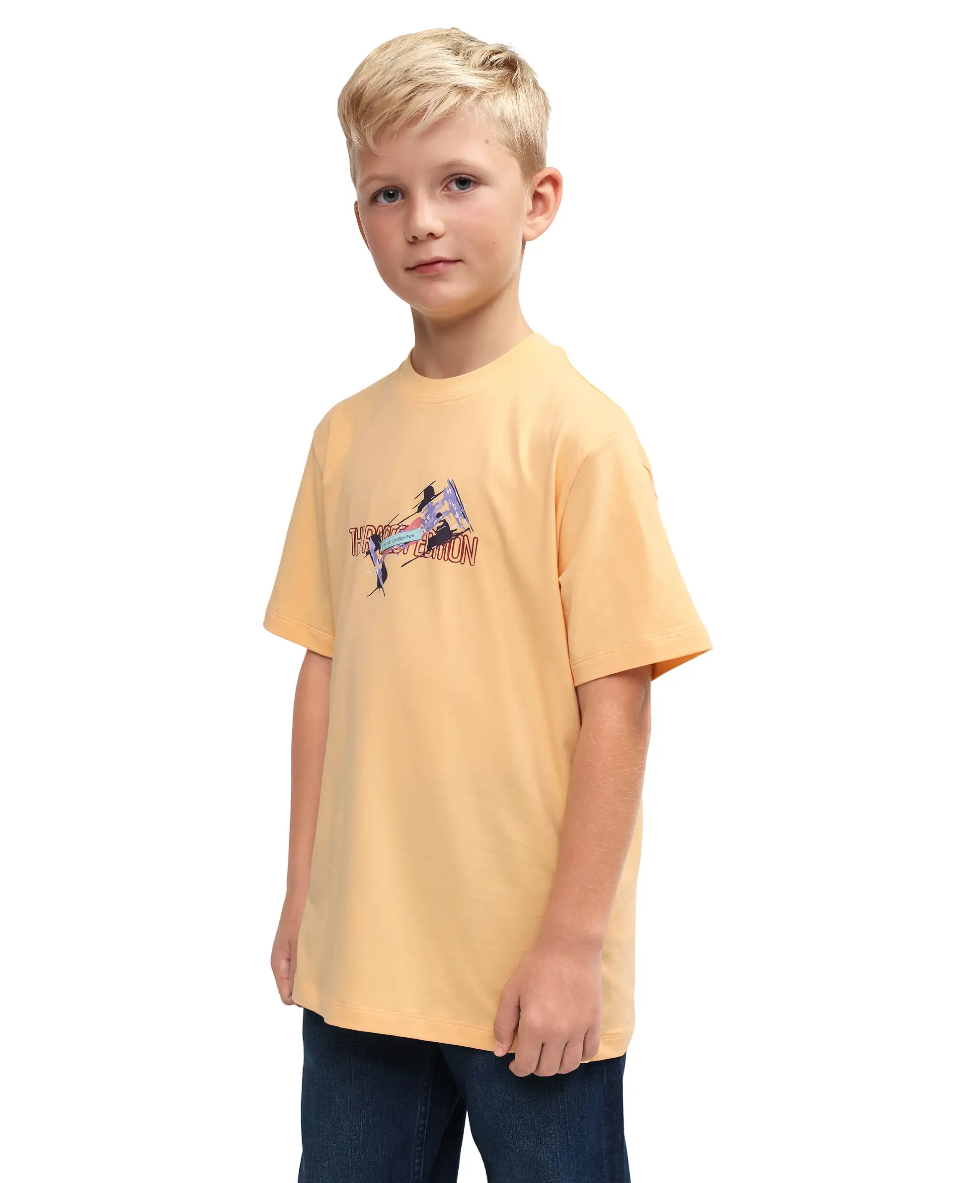 Rare Ones Kids Azur Yellow Cotton Blend Pull-On Closure Badge Applique Regular Fit T-Shirt - Image 6