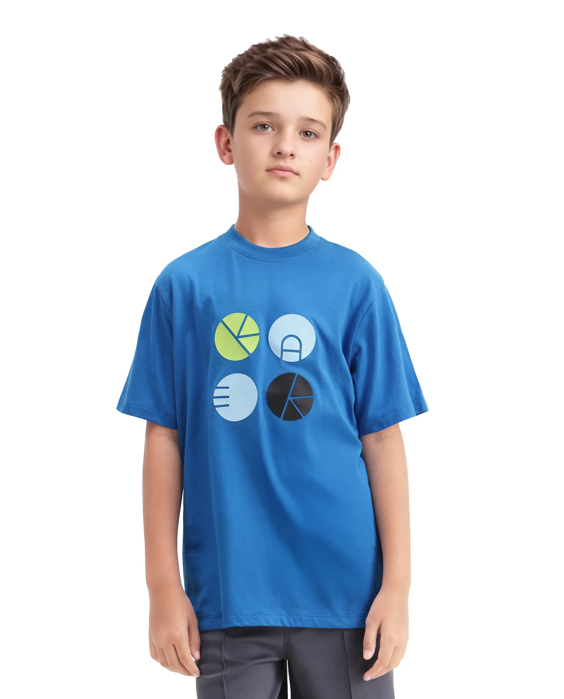 Rare Ones Kids Blain Blue Cotton Regular Fit Hd Print T-Shirt - Image 5