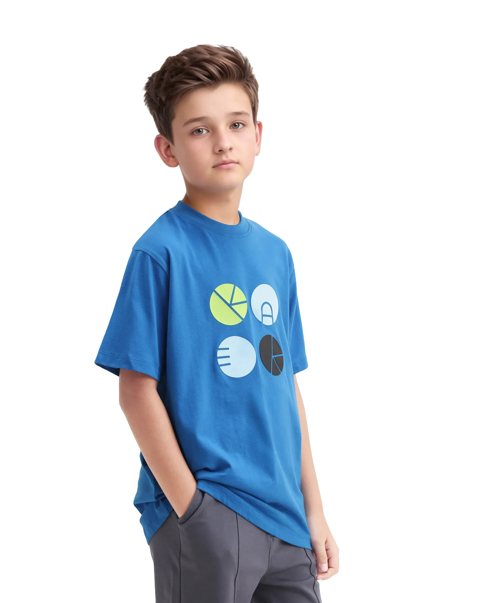 Rare Ones Kids Blain Blue Cotton Regular Fit Hd Print T-Shirt - Image 6