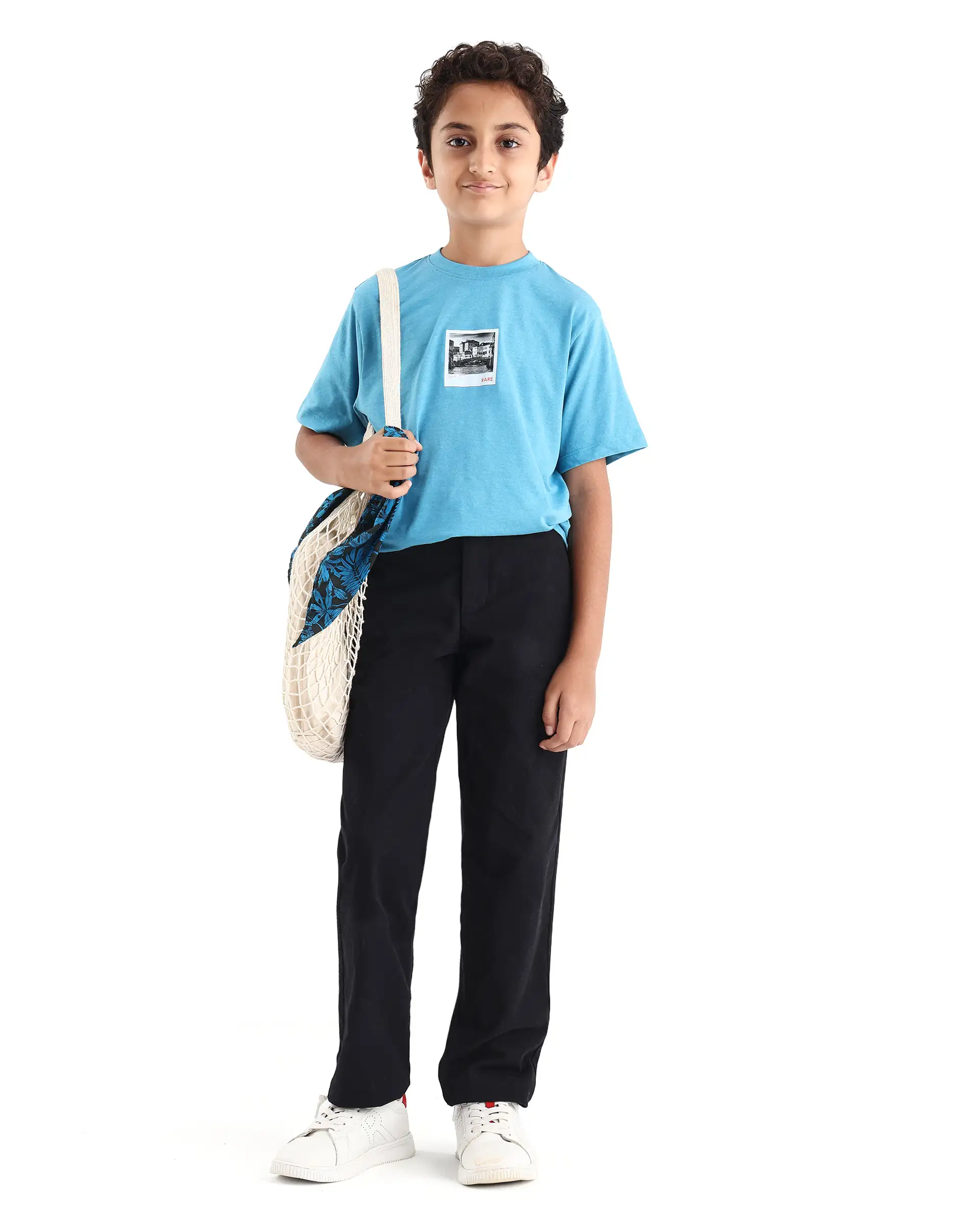 Rare Ones Kids Boaz Turq Cotton Graphic Print Regular Fit T-Shirt - Image 2