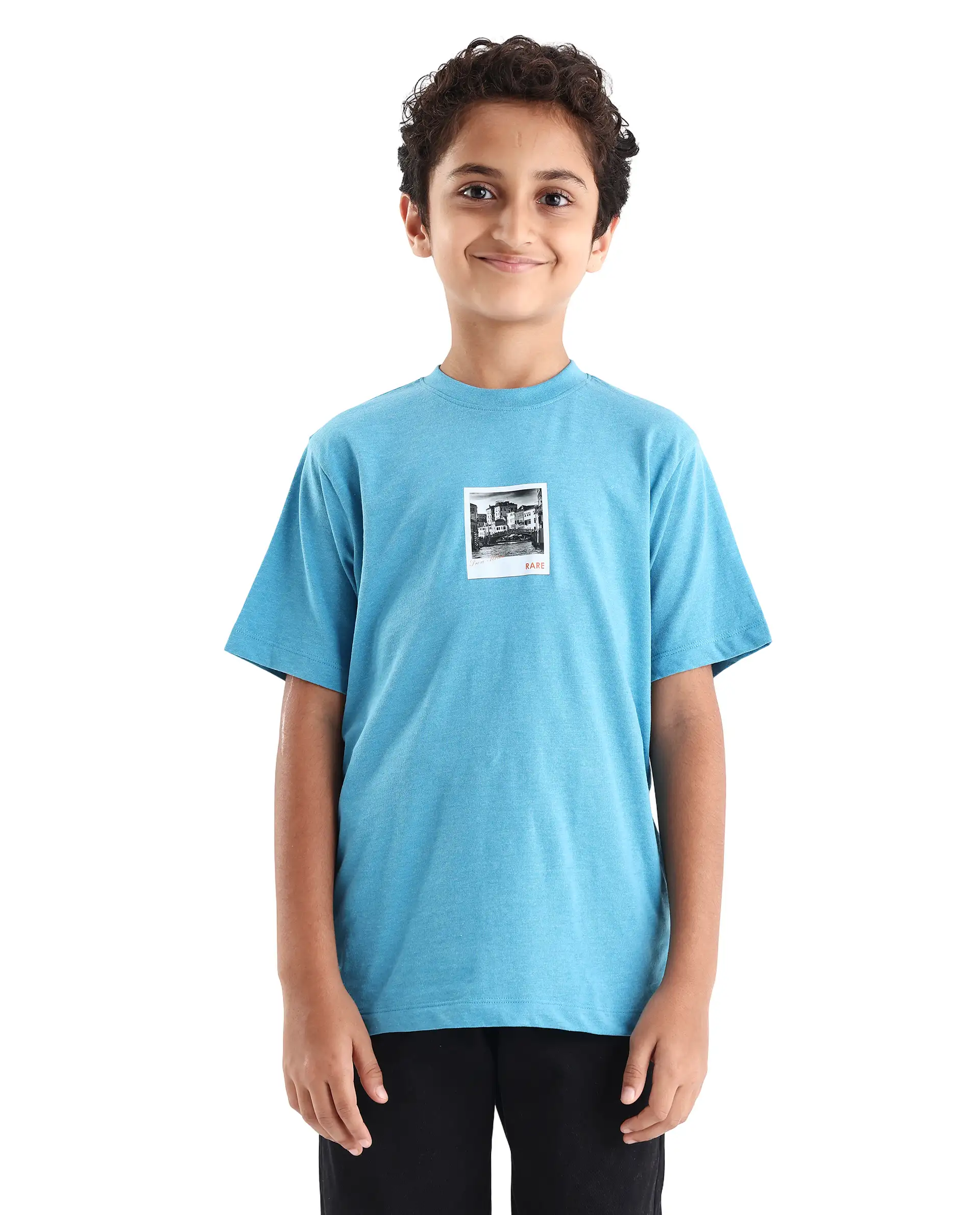 Rare Ones Kids Boaz Turq Cotton Graphic Print Regular Fit T-Shirt - Image 4