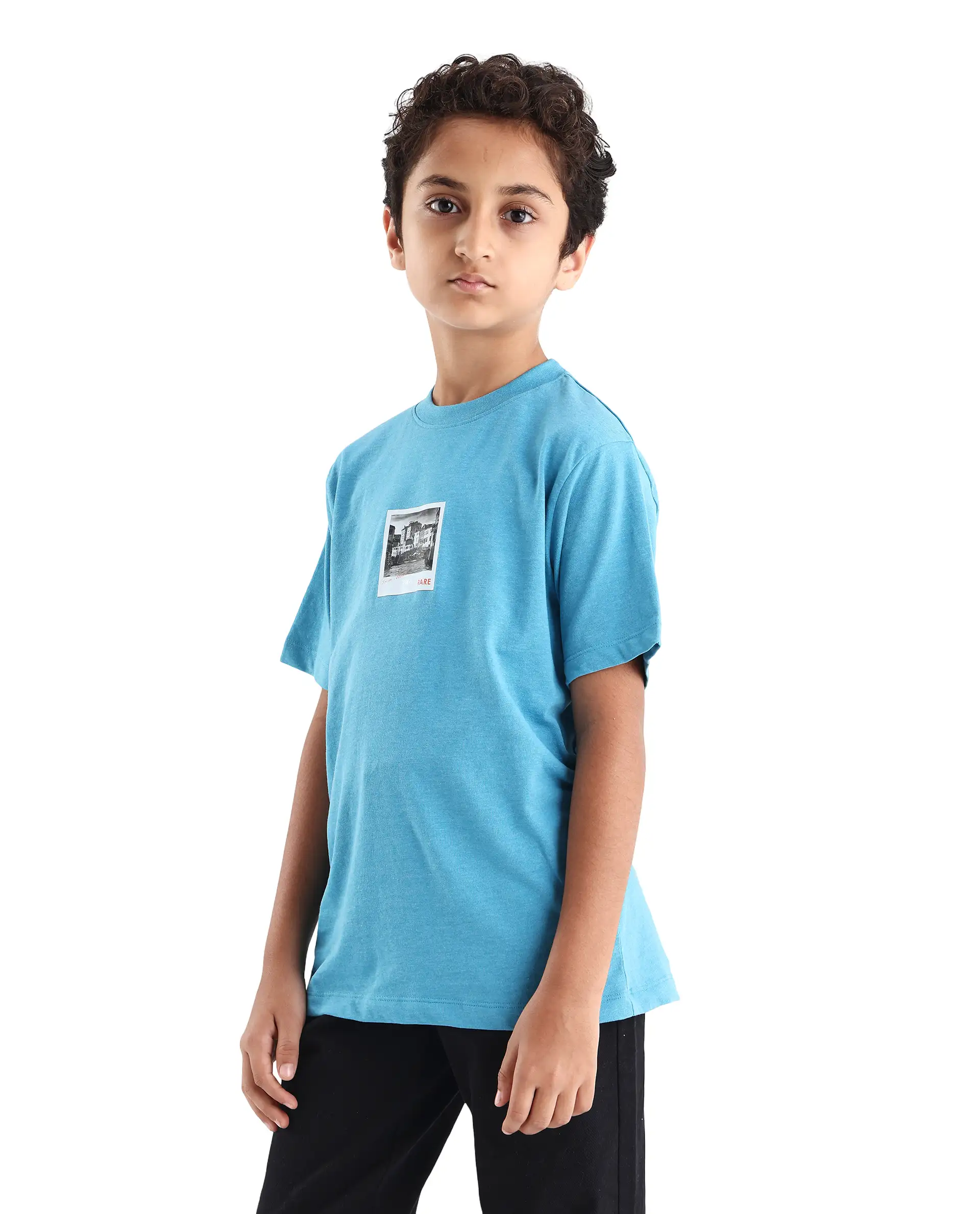 Rare Ones Kids Boaz Turq Cotton Graphic Print Regular Fit T-Shirt - Image 5