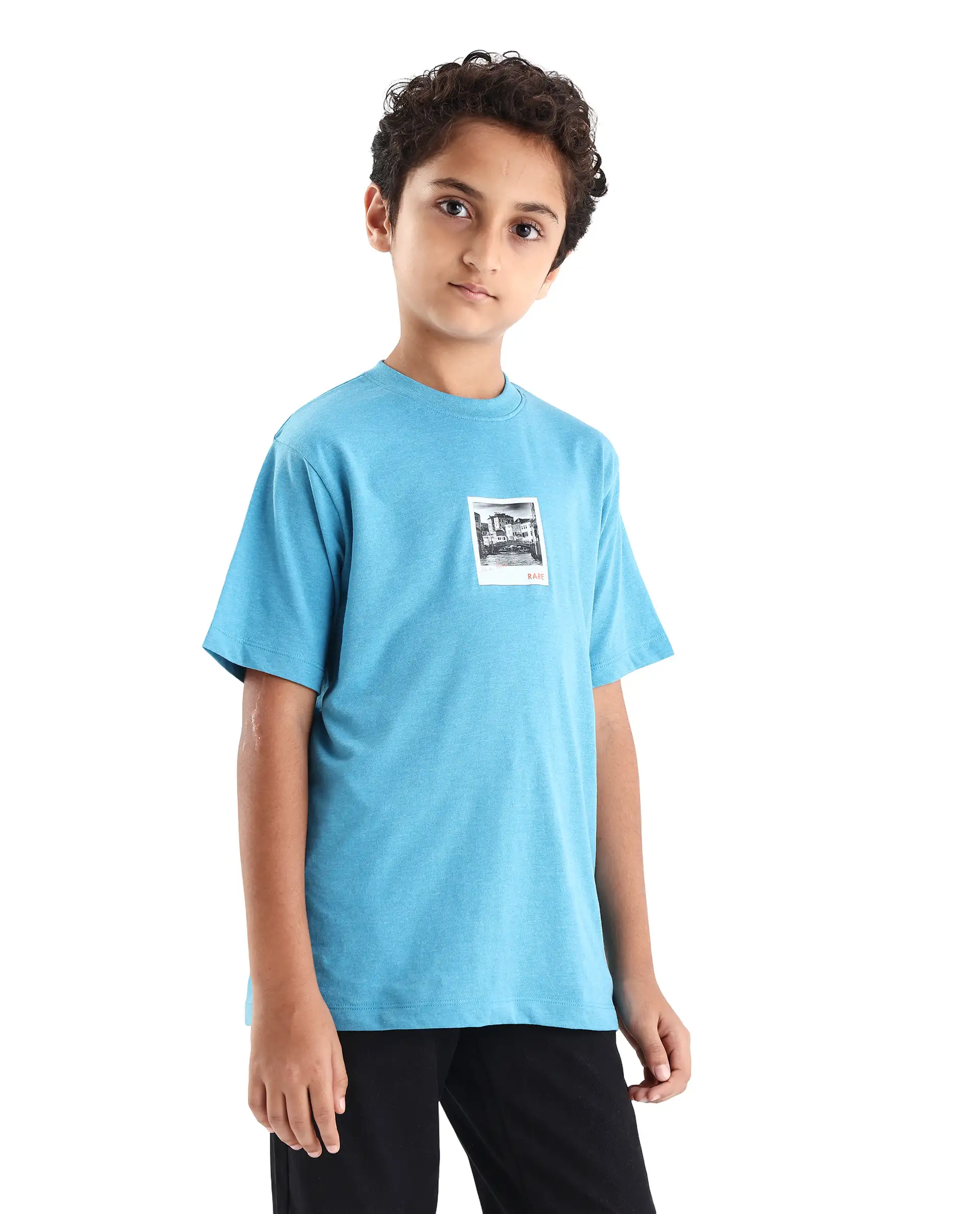Rare Ones Kids Boaz Turq Cotton Graphic Print Regular Fit T-Shirt - Image 6