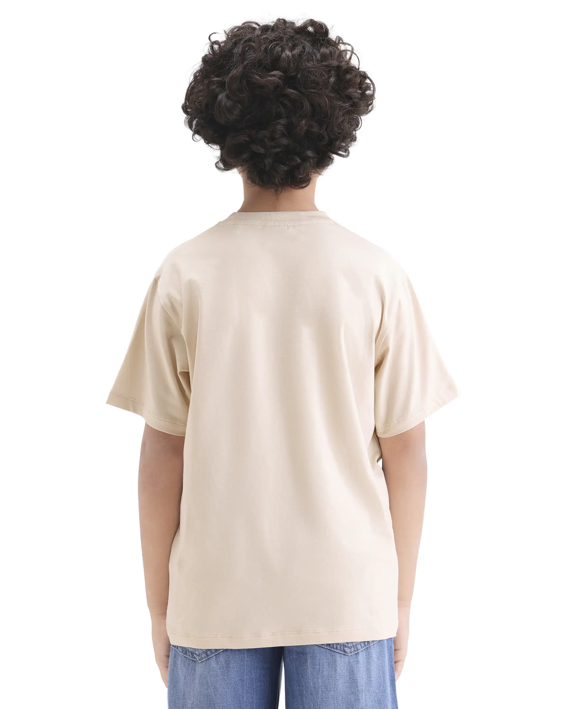Rare Ones Kids Cago Light Beige Cotton Blend Pull-On Closure Hd Print Regular Fit T-Shirt - Image 7