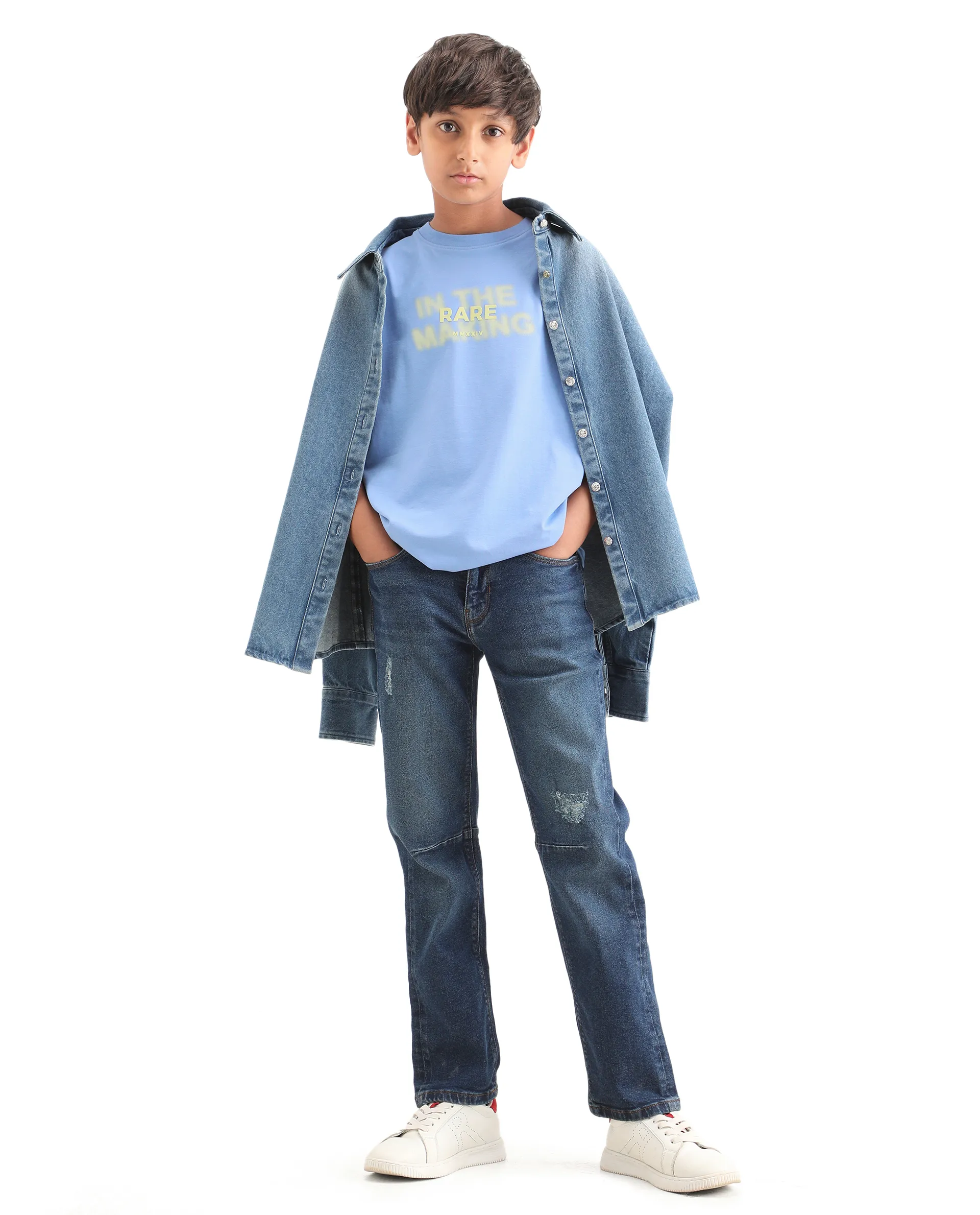 Rare Ones Kids Cago Light Blue Cotton Blend Pull-On Closure Hd Print Regular Fit T-Shirt - Image 2