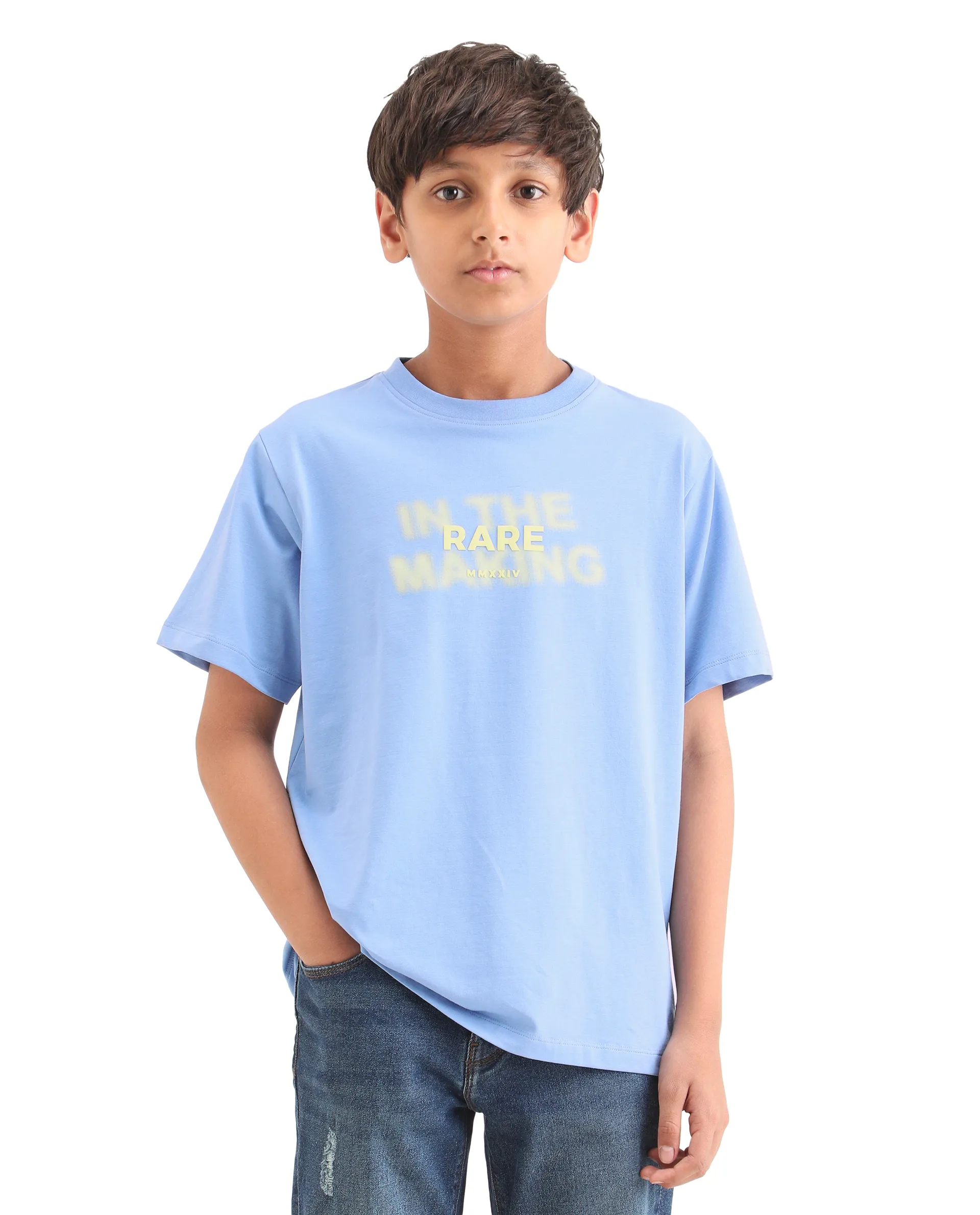 Rare Ones Kids Cago Light Blue Cotton Blend Pull-On Closure Hd Print Regular Fit T-Shirt - Image 3