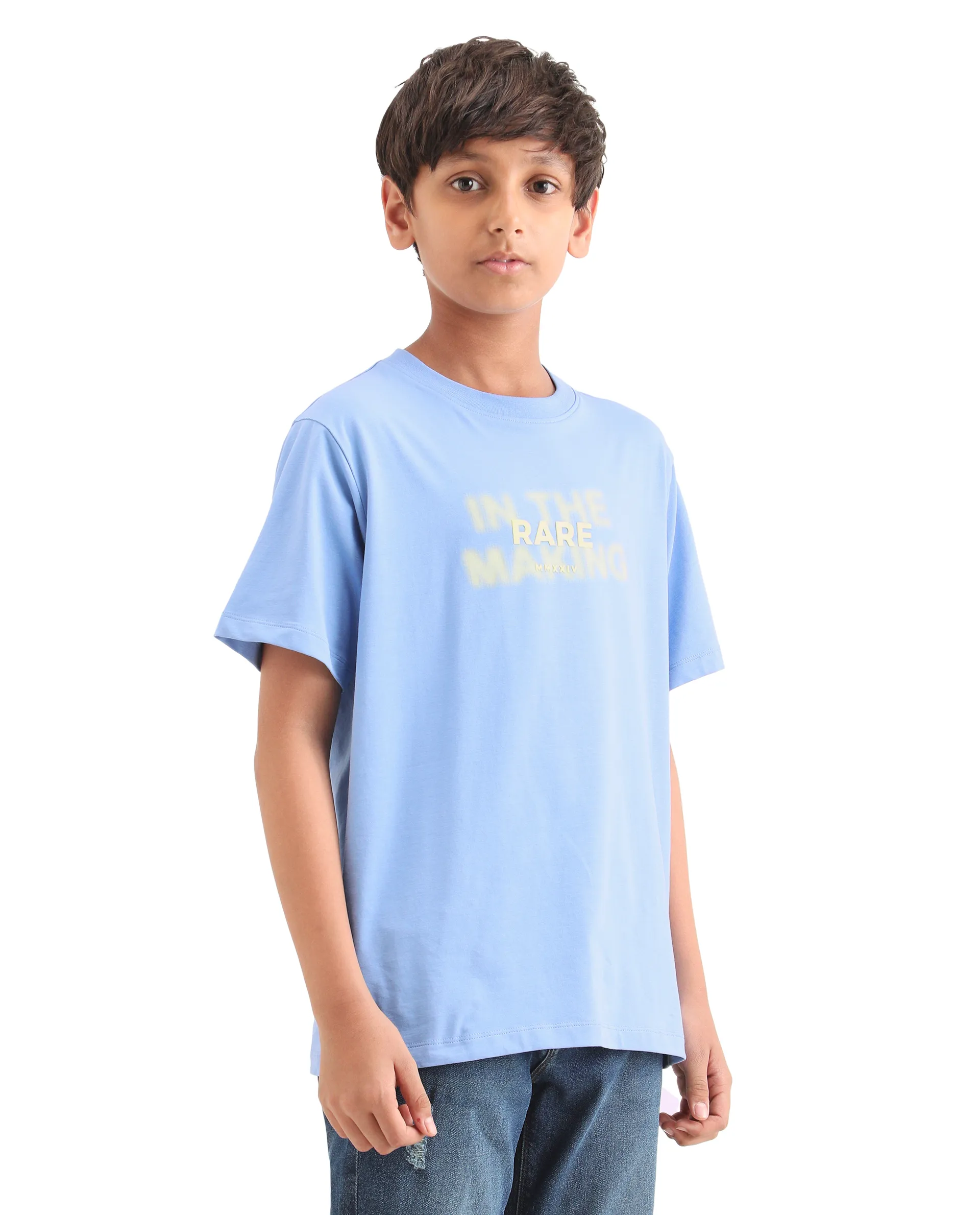 Rare Ones Kids Cago Light Blue Cotton Blend Pull-On Closure Hd Print Regular Fit T-Shirt - Image 6