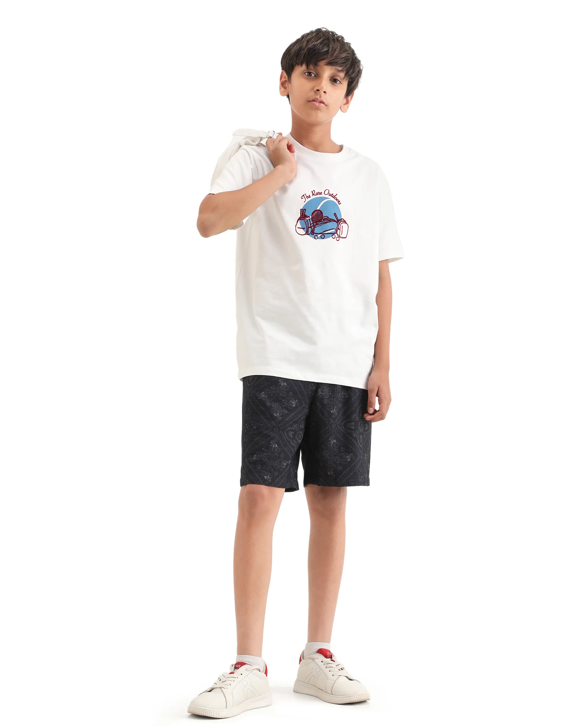 Rare Ones Kids Cassy Off White Cotton Blend Pull-On Closure Flock Print Regular Fit T-Shirt - Image 2