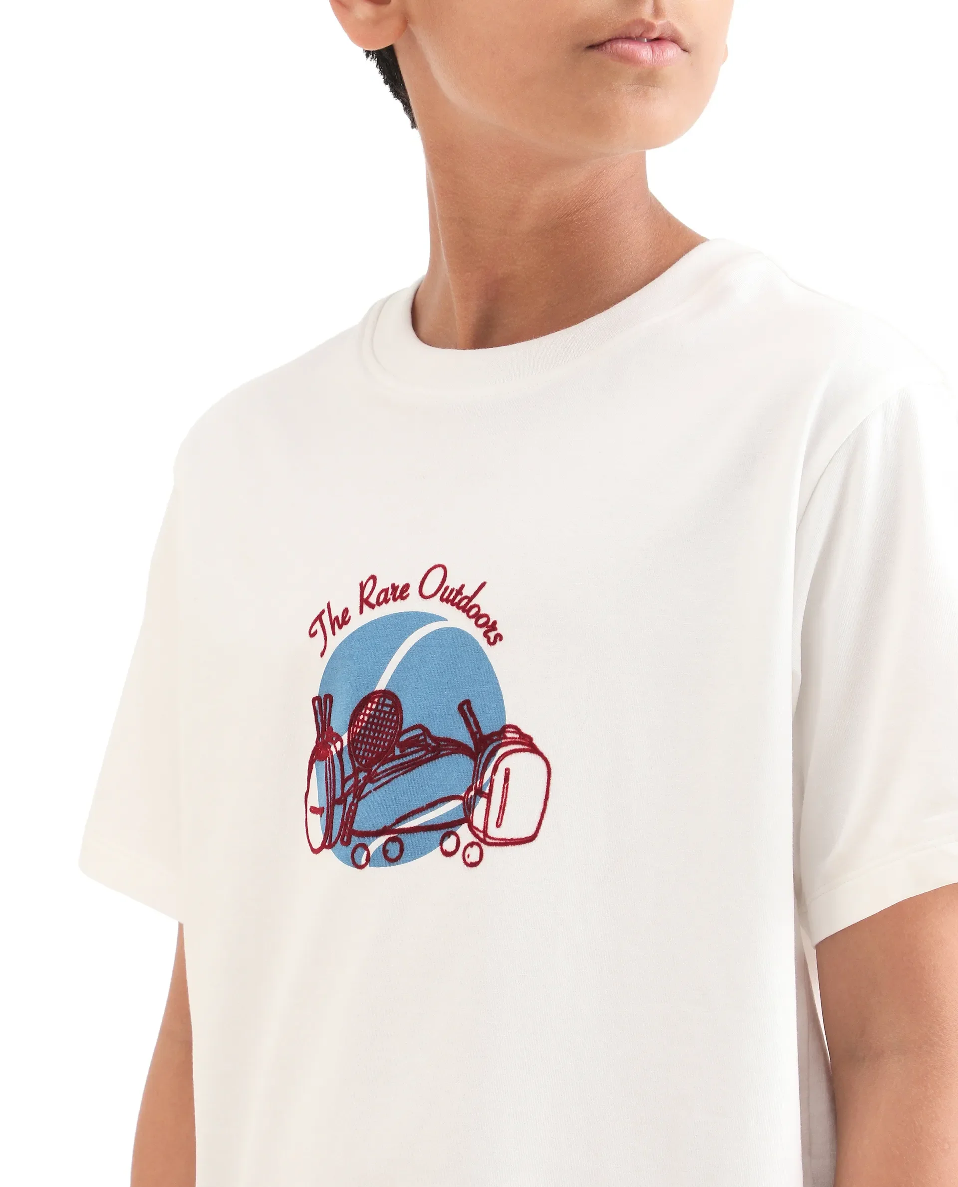 Rare Ones Kids Cassy Off White Cotton Blend Pull-On Closure Flock Print Regular Fit T-Shirt - Image 3