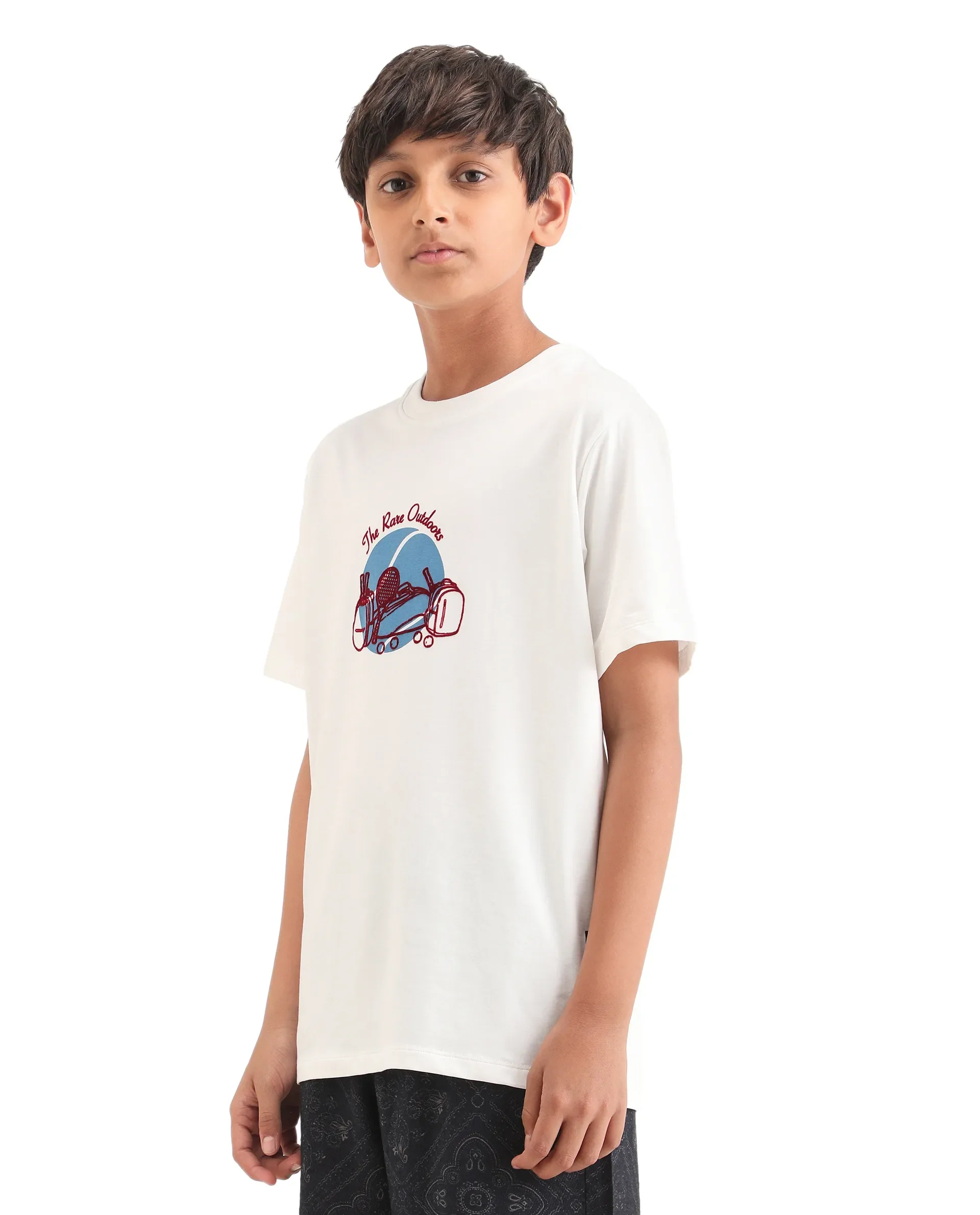 Rare Ones Kids Cassy Off White Cotton Blend Pull-On Closure Flock Print Regular Fit T-Shirt - Image 5