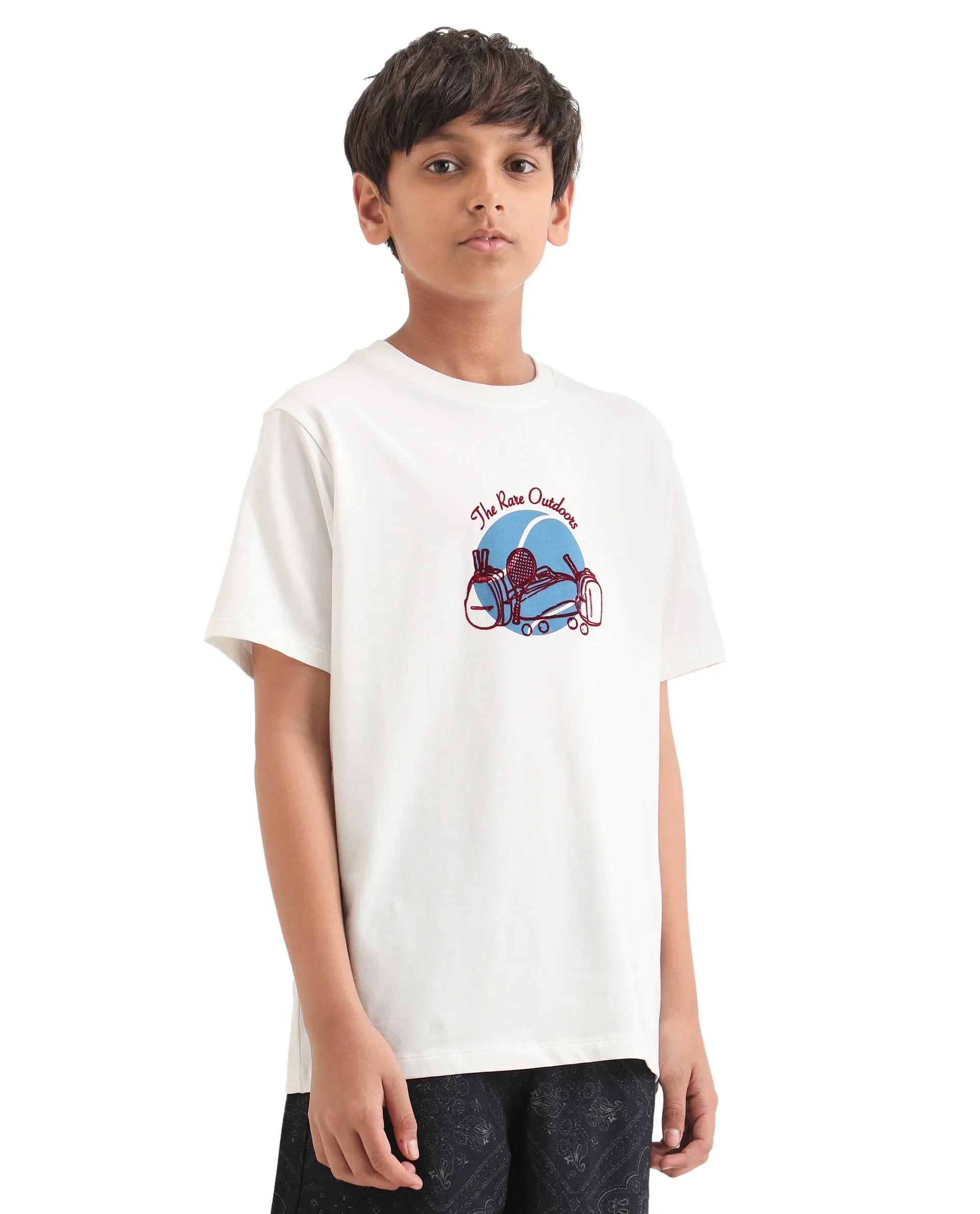 Rare Ones Kids Cassy Off White Cotton Blend Pull-On Closure Flock Print Regular Fit T-Shirt - Image 6