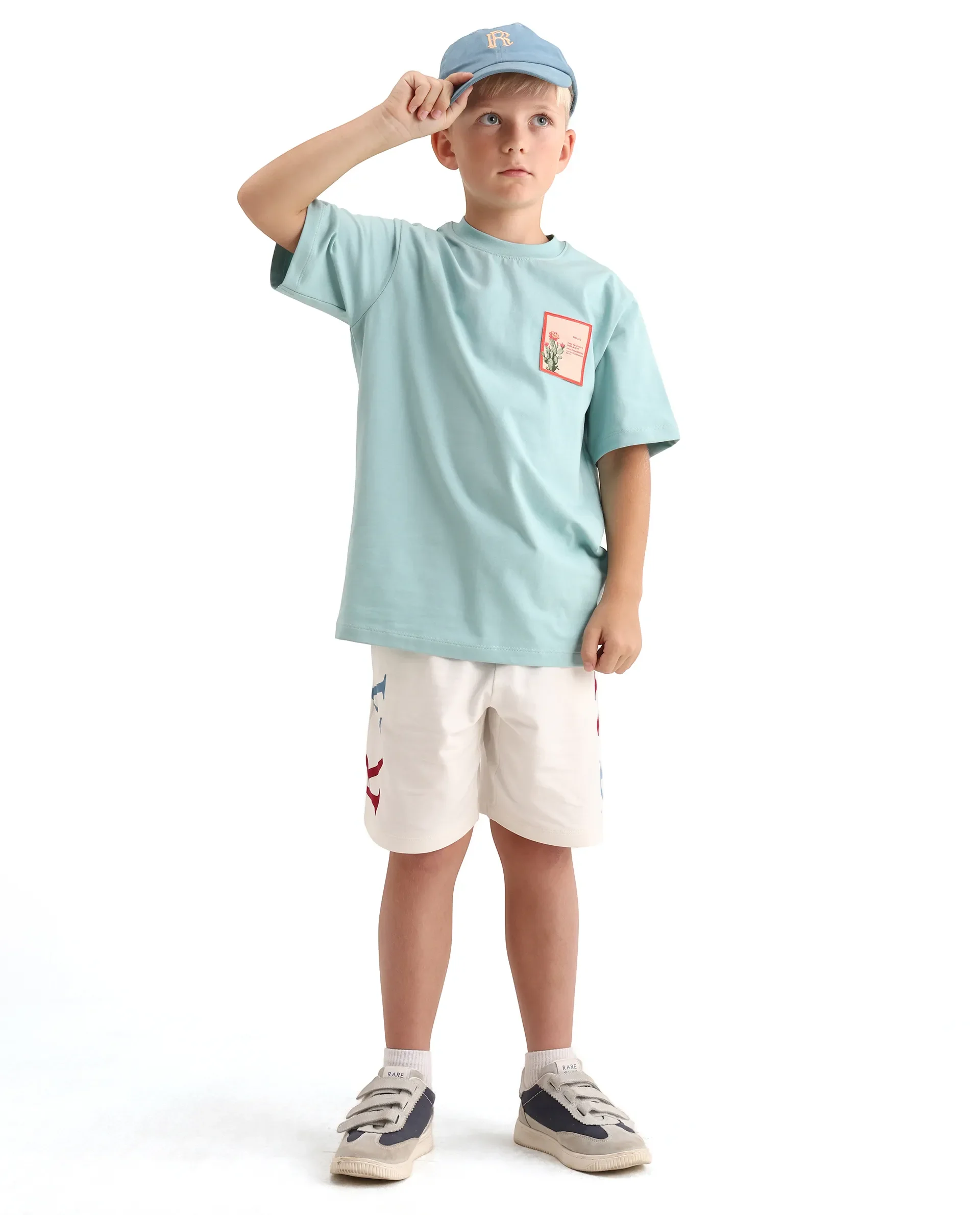 Rare Ones Kids Citz-26 Dusky Blue Cotton Blend Fabric Pull-On Closure Regular Fit T-Shirt - Image 2