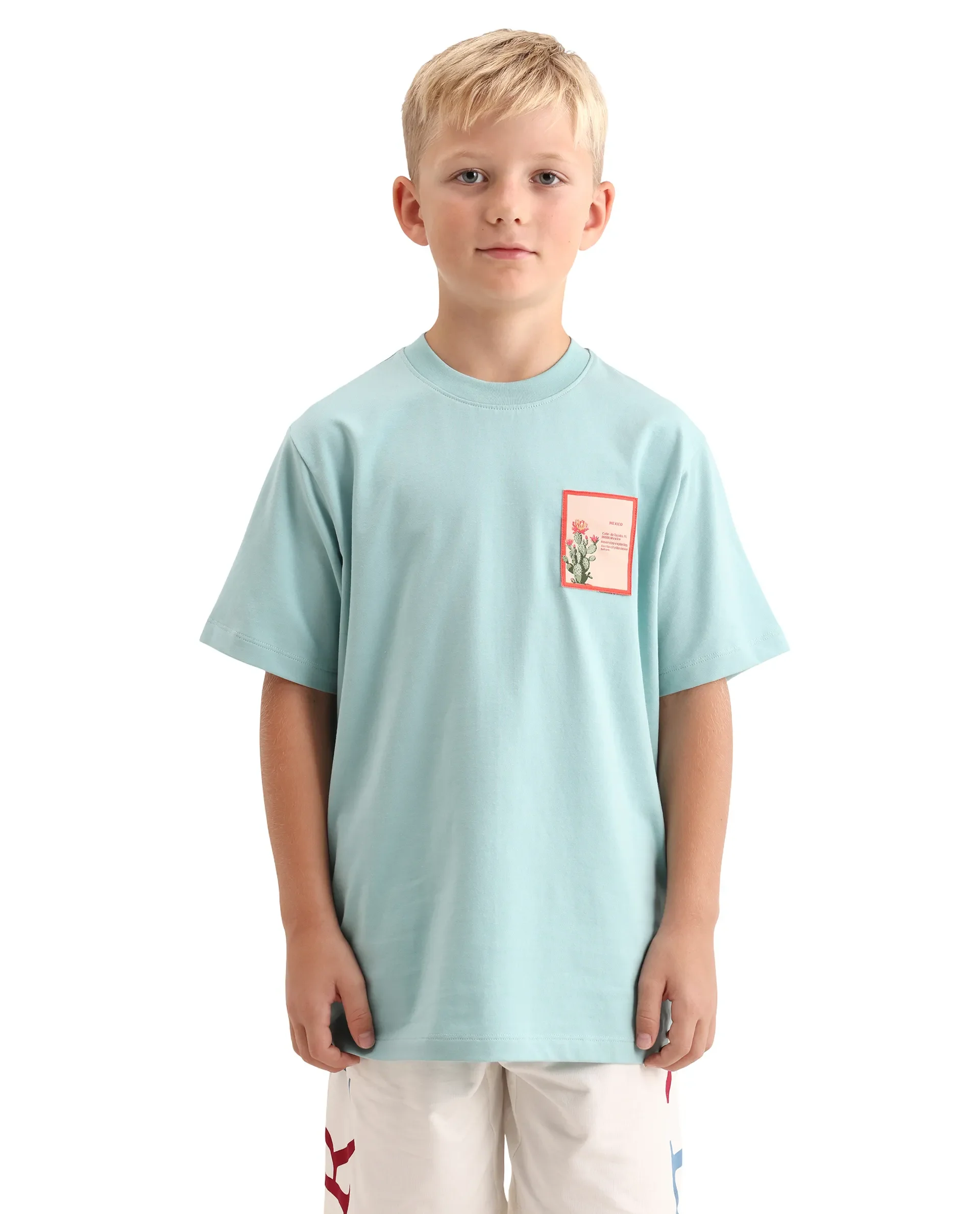 Rare Ones Kids Citz-26 Dusky Blue Cotton Blend Fabric Pull-On Closure Regular Fit T-Shirt - Image 3