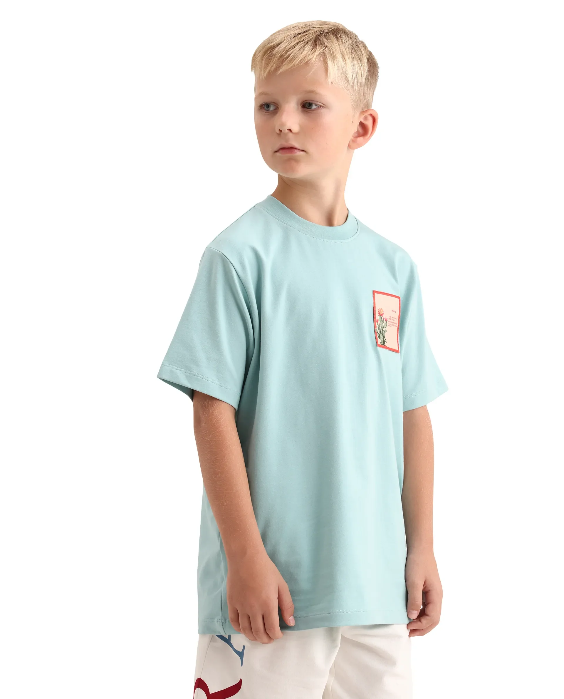 Rare Ones Kids Citz-26 Dusky Blue Cotton Blend Fabric Pull-On Closure Regular Fit T-Shirt - Image 5