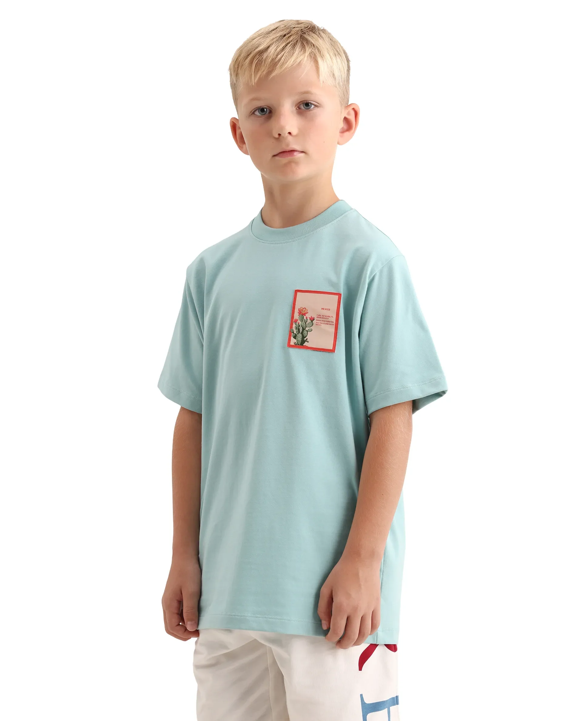 Rare Ones Kids Citz-26 Dusky Blue Cotton Blend Fabric Pull-On Closure Regular Fit T-Shirt - Image 6
