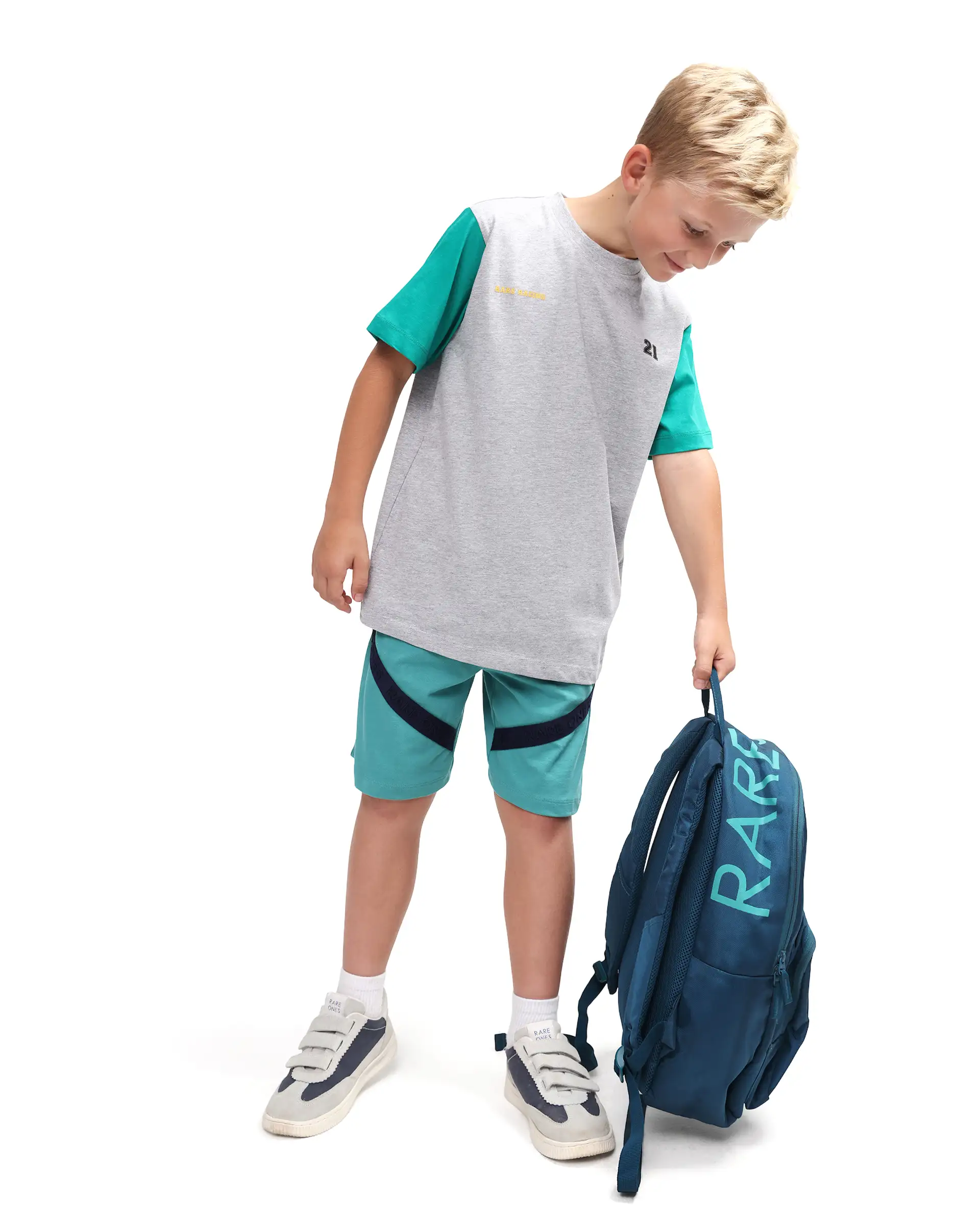 Rare Ones Kids Clerc Melange Grey Cotton Blend Fabric Pull-On Closure Regular Fit T-Shirt - Image 2