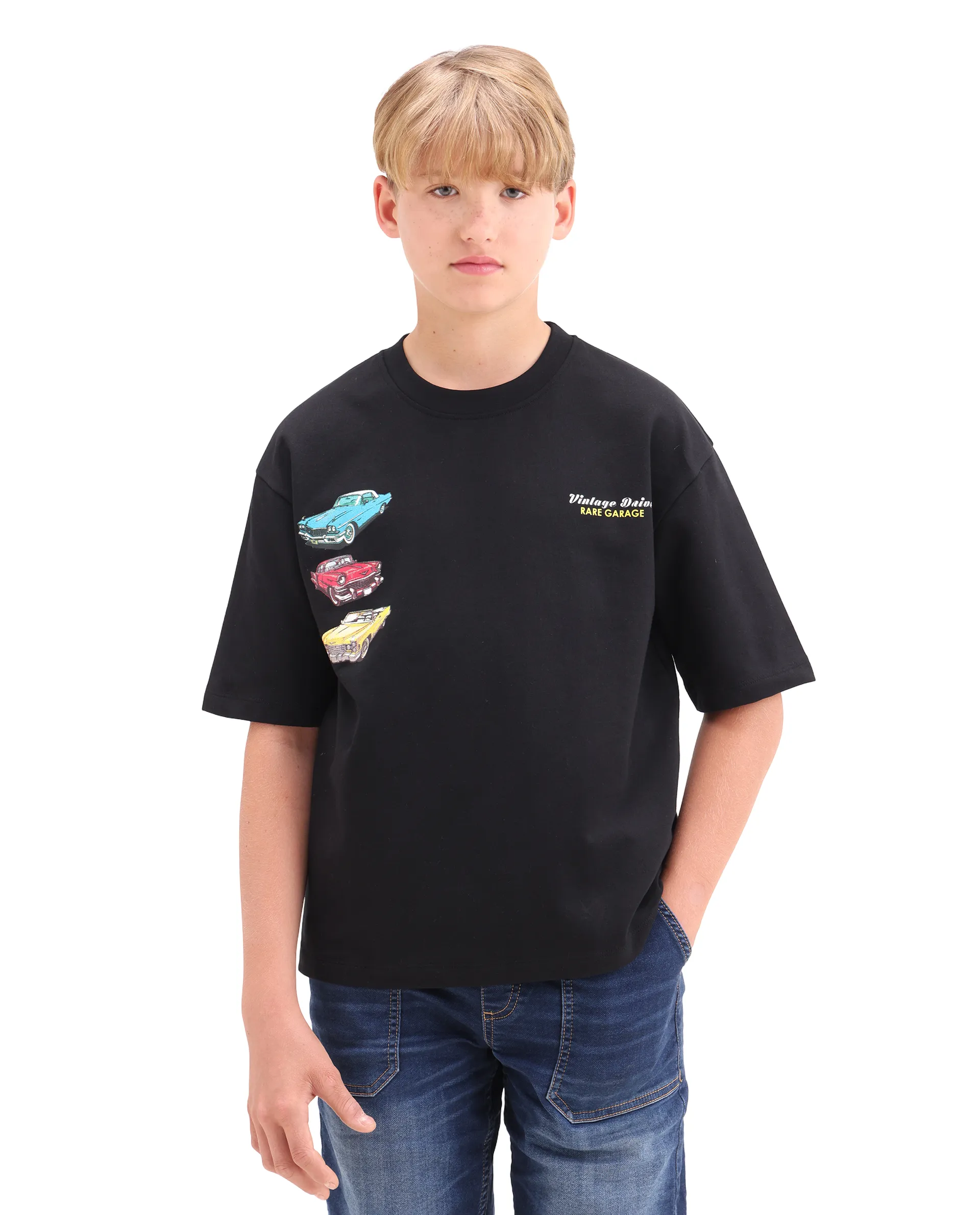 Rare Ones Kids Cubi Black Cotton Pull-On Closure Digital Print Oversized Fit T-Shirt - Image 4