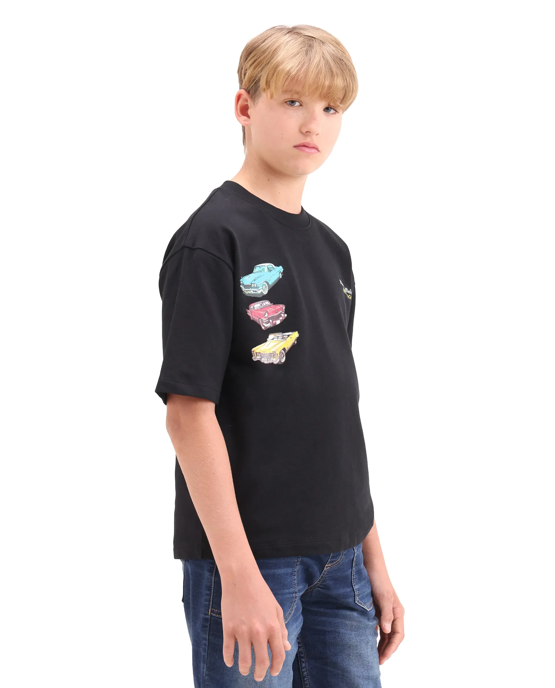 Rare Ones Kids Cubi Black Cotton Pull-On Closure Digital Print Oversized Fit T-Shirt - Image 6