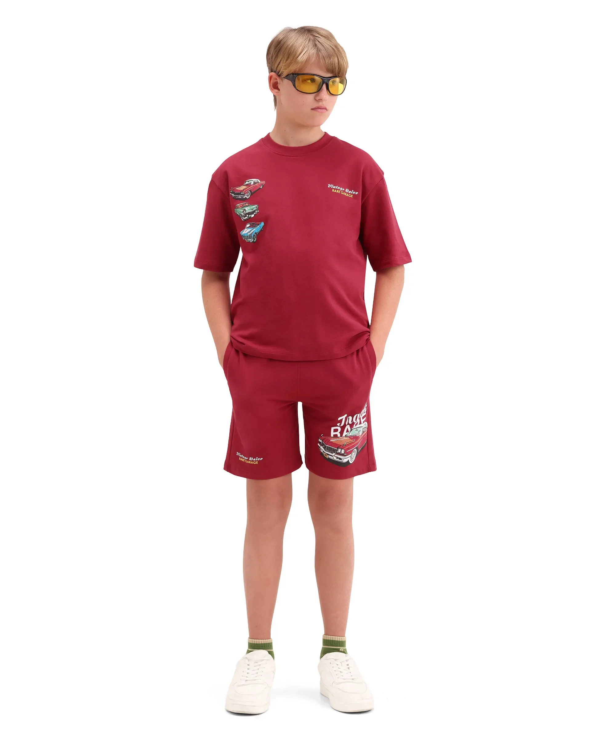 Rare Ones Kids Cubi Red Cotton Pull-On Closure Digital Print Oversized Fit T-Shirt - Image 2