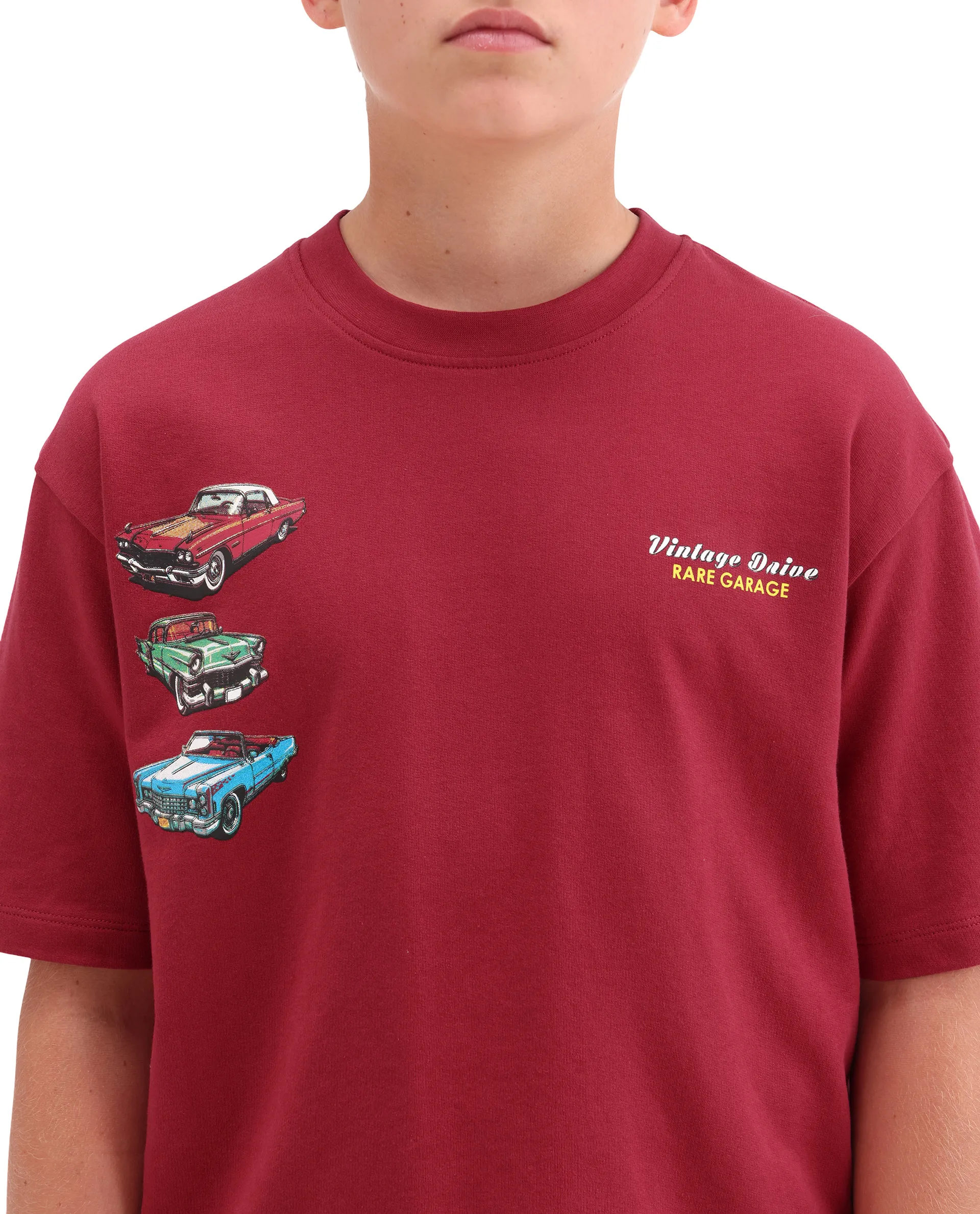 Rare Ones Kids Cubi Red Cotton Pull-On Closure Digital Print Oversized Fit T-Shirt - Image 3
