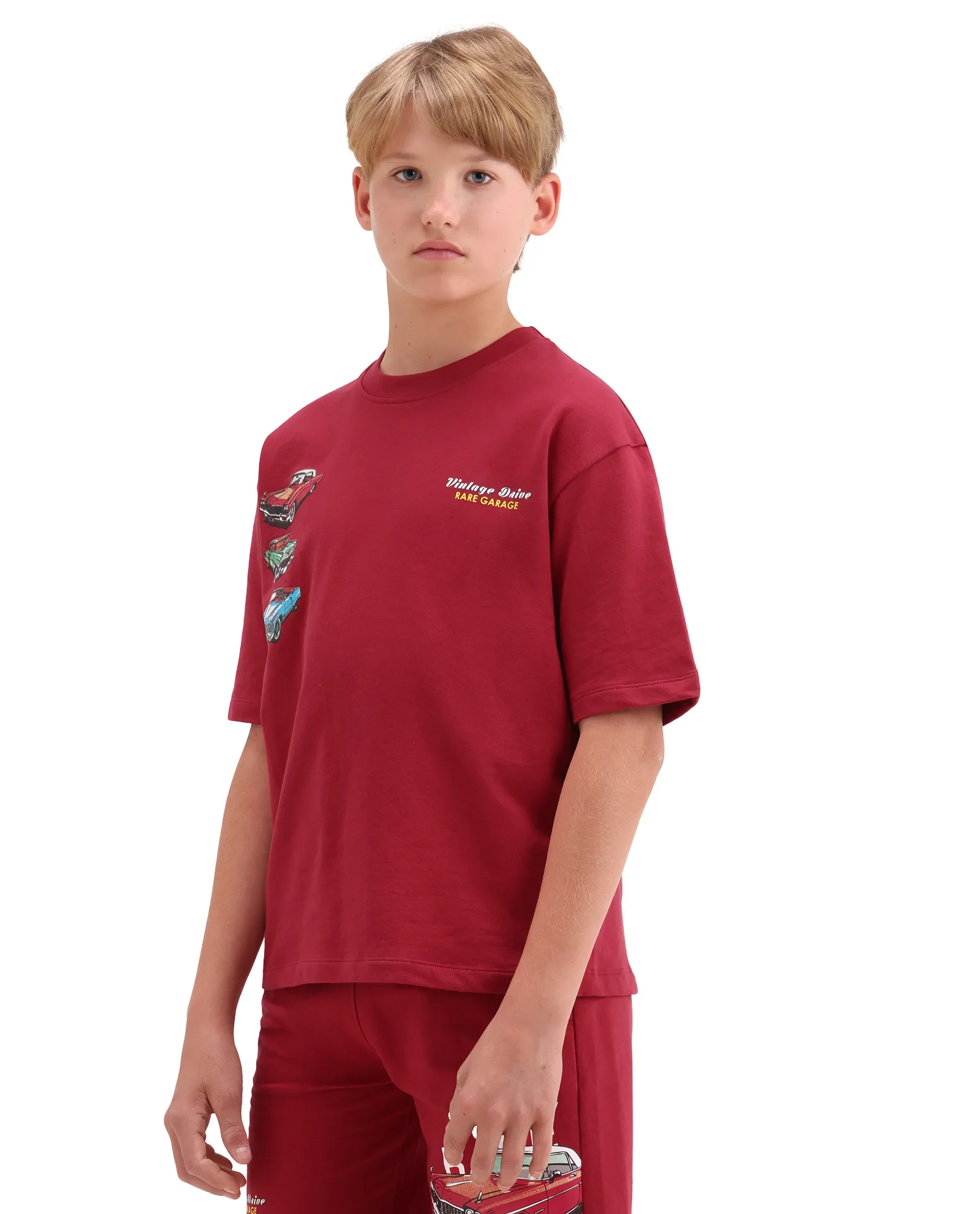 Rare Ones Kids Cubi Red Cotton Pull-On Closure Digital Print Oversized Fit T-Shirt - Image 6