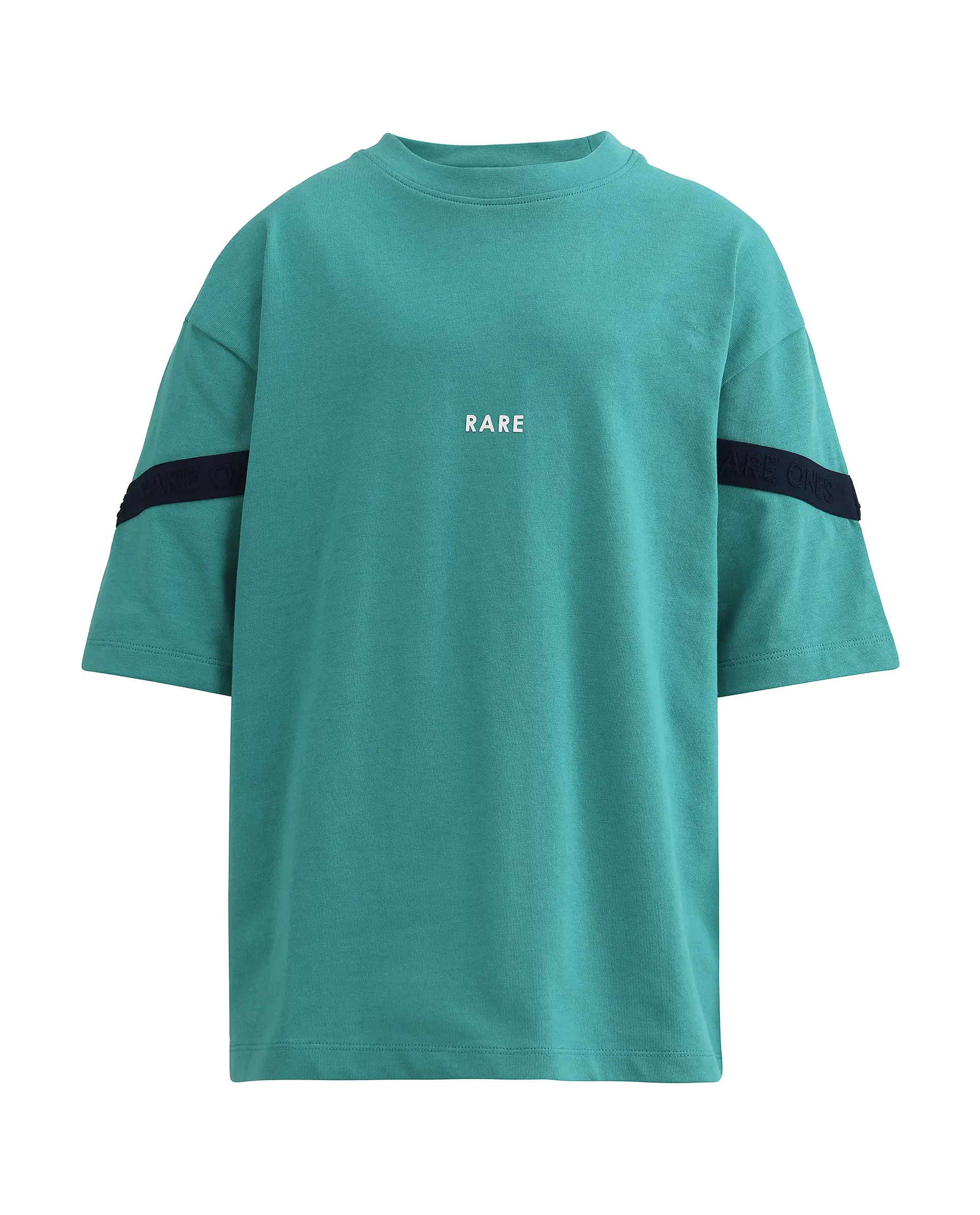 Rare Ones Kids Dream Teal Cotton Fabric Pull-On Closure Badge Applique Oversized Fit T-Shirt - Image 2